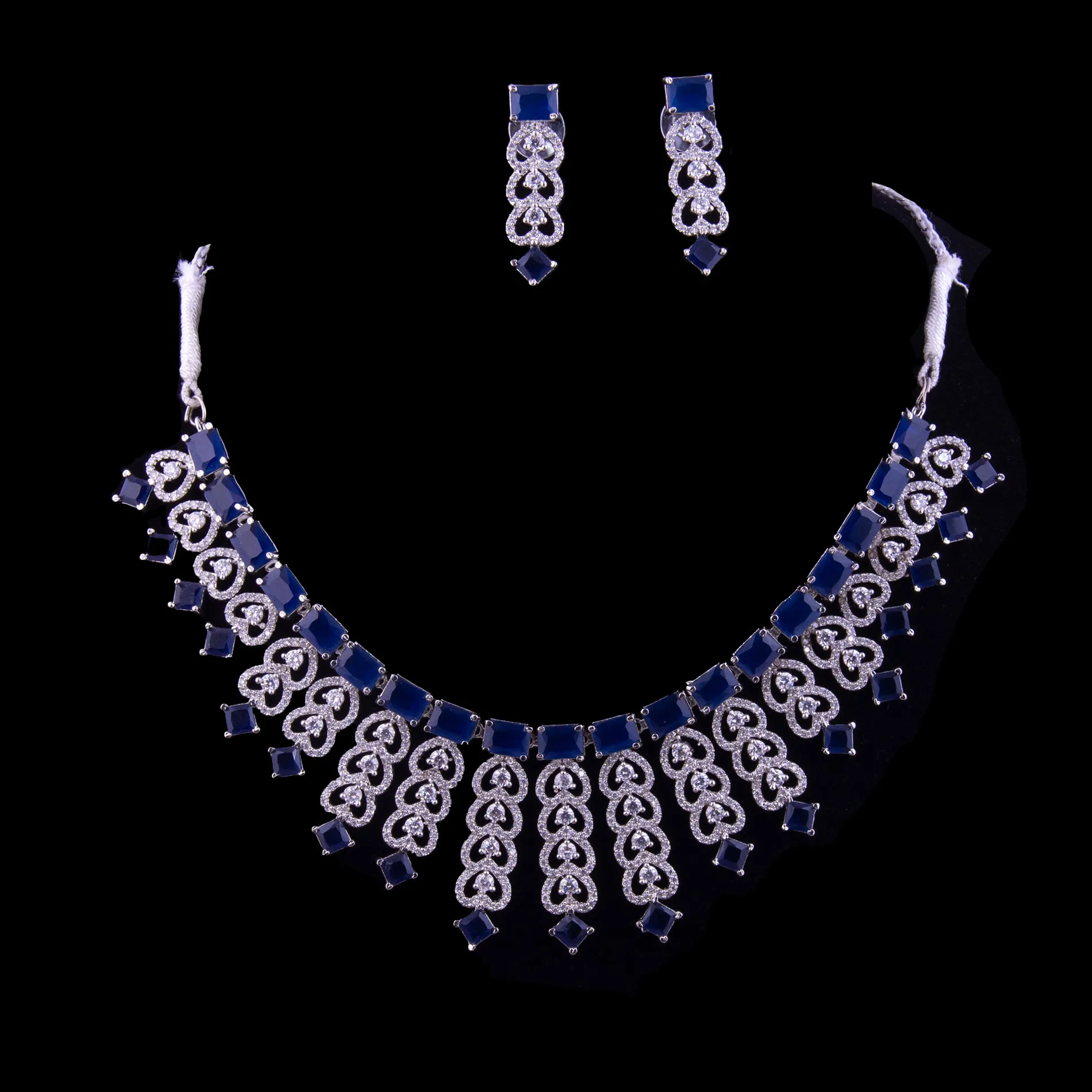 Blue Stone Silver Plated Zircon Necklace Set
