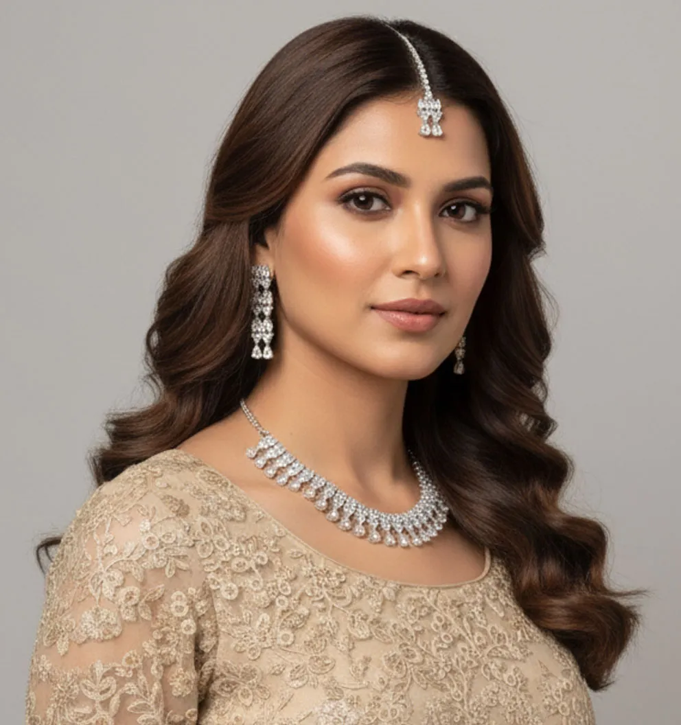 Silver Plated Cubic Zirconia Jewelry set