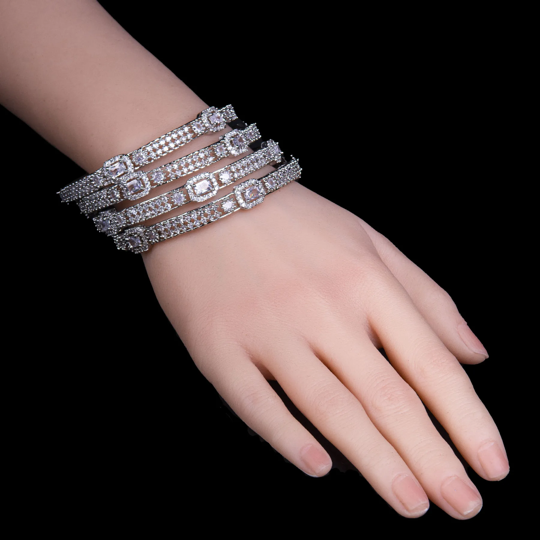 American Diamond CZ Bangle Set