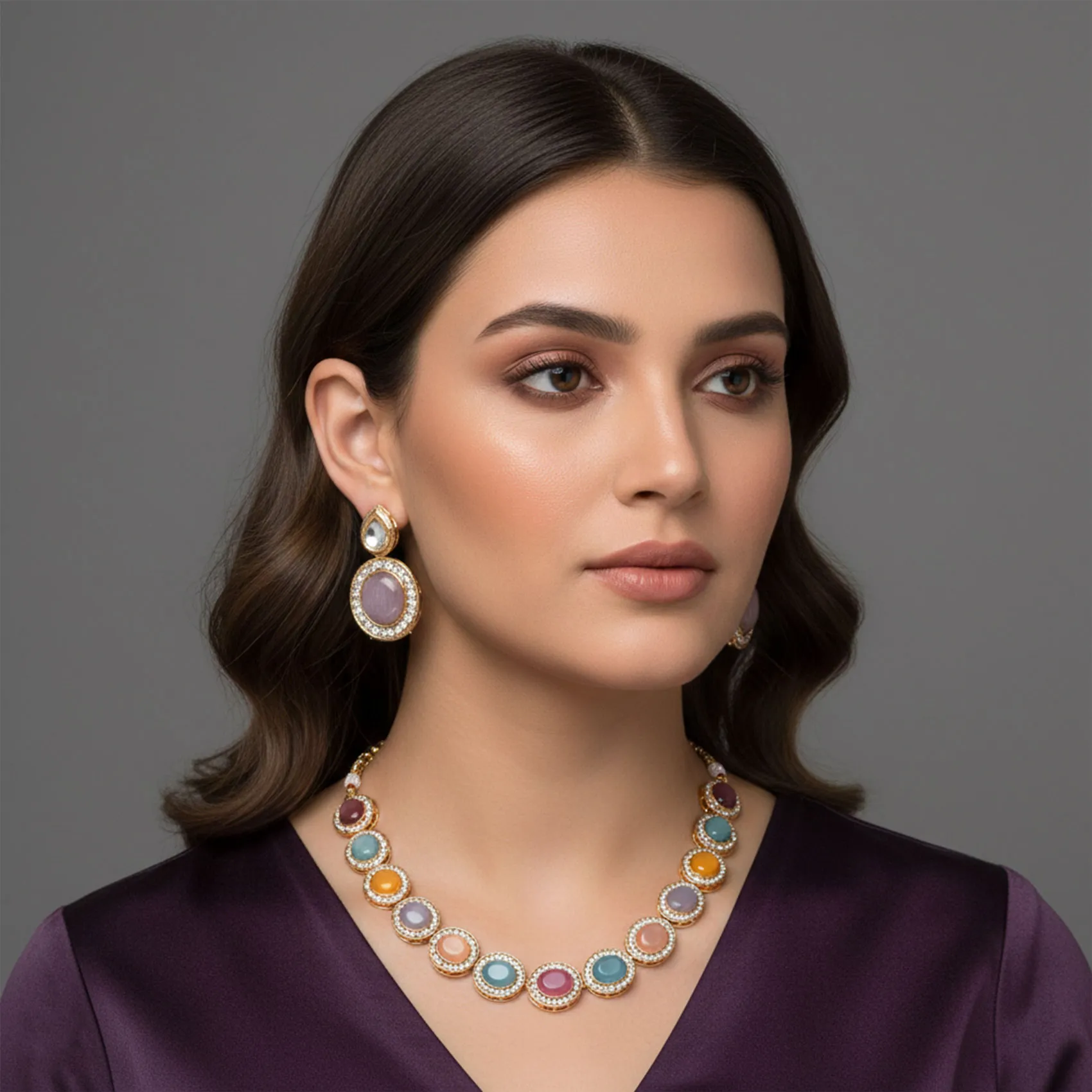 Colored Stone Diamond Accent Jewelry Set