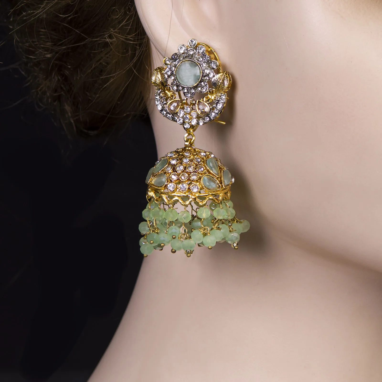 Regal Bead Jhumka Earrings