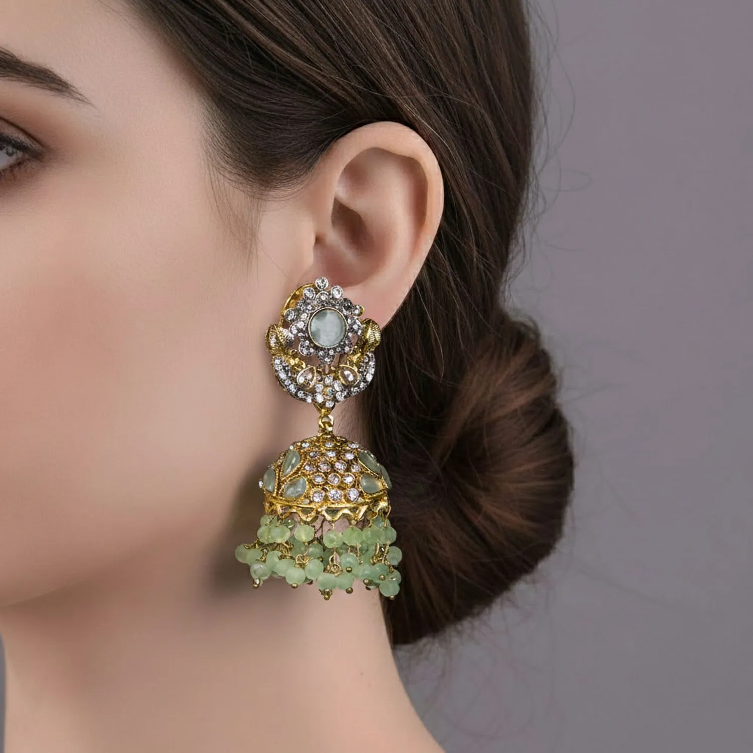 Regal Bead Jhumka Earrings