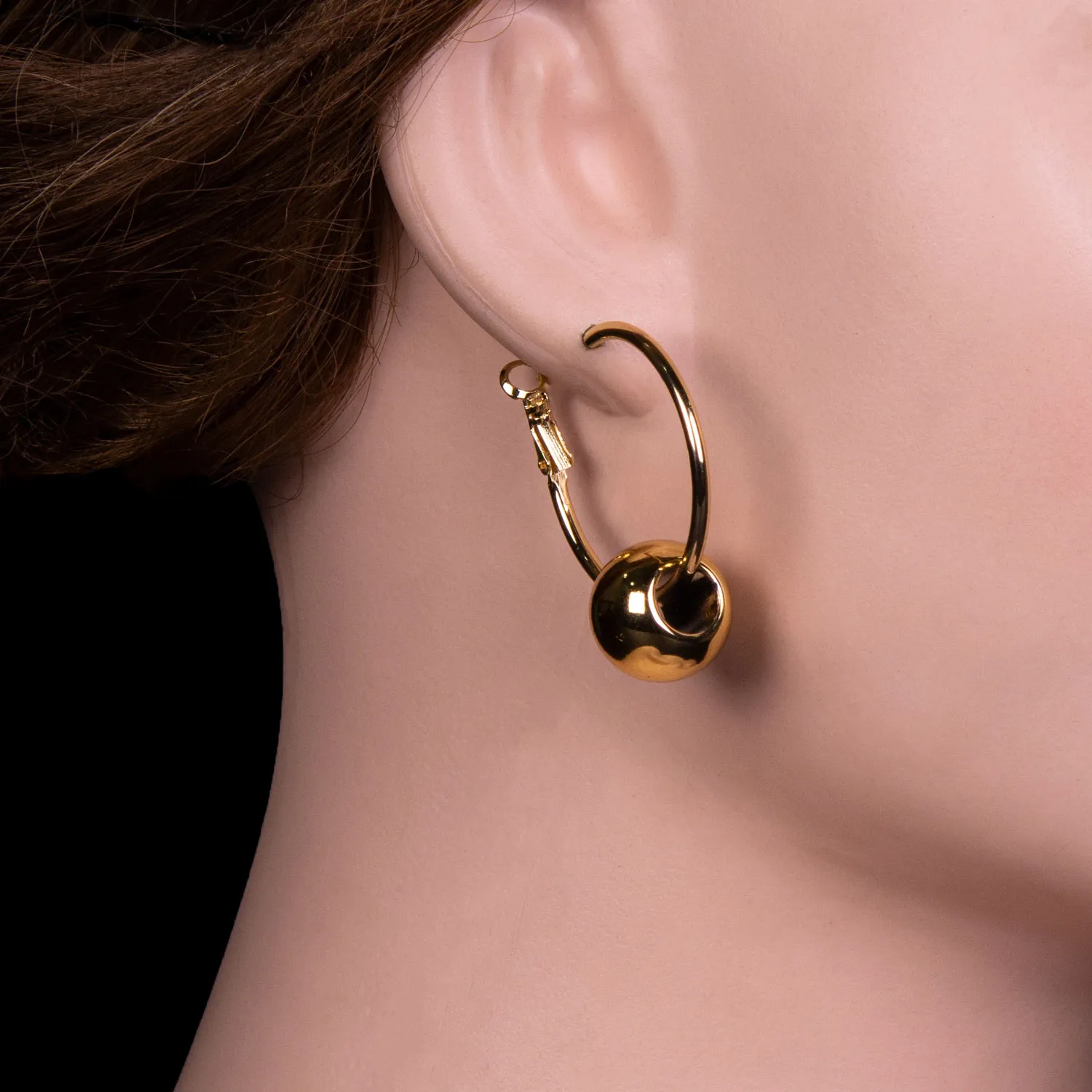 Gold Sphere Hoop Earrings