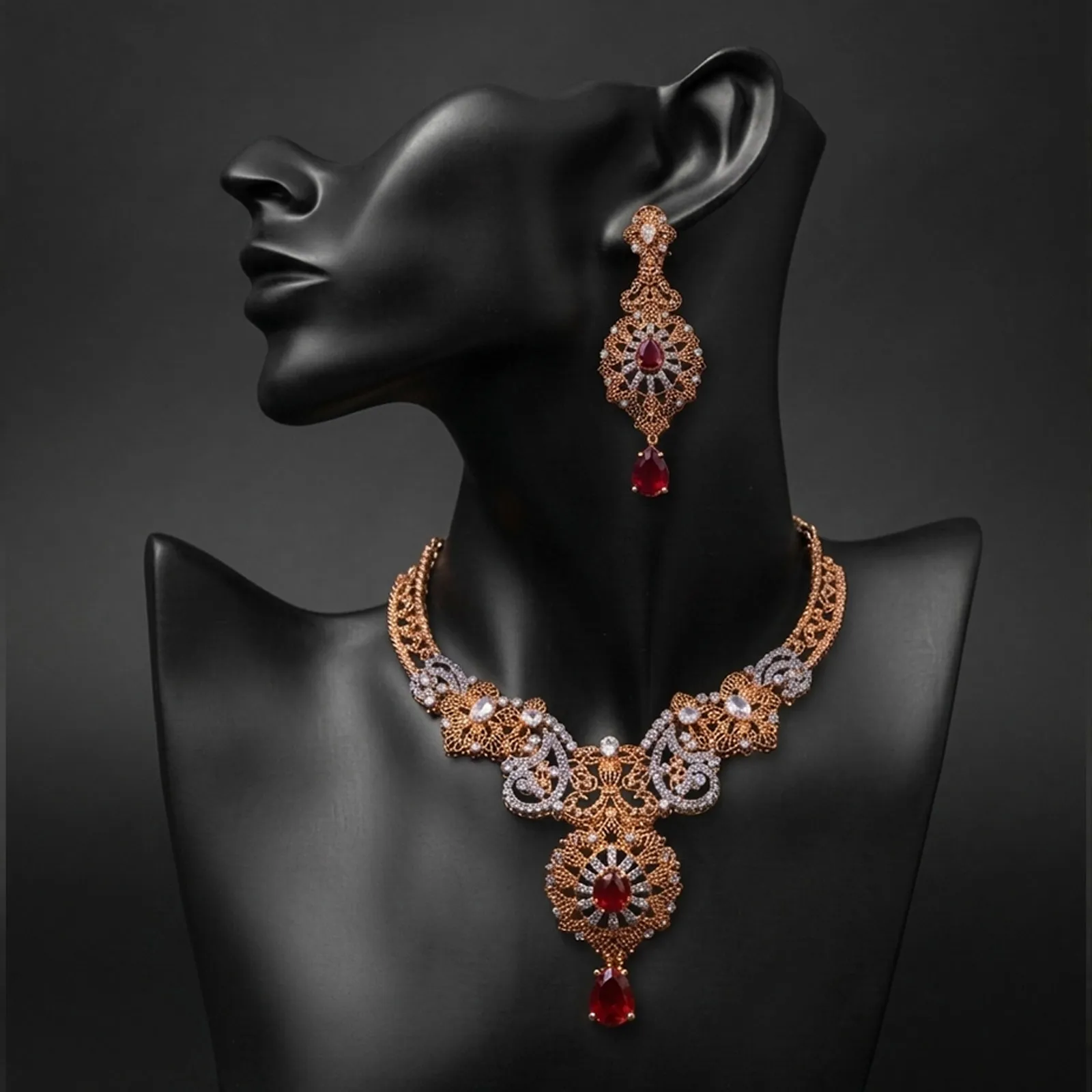 Gold Plated Filigree Necklace Set