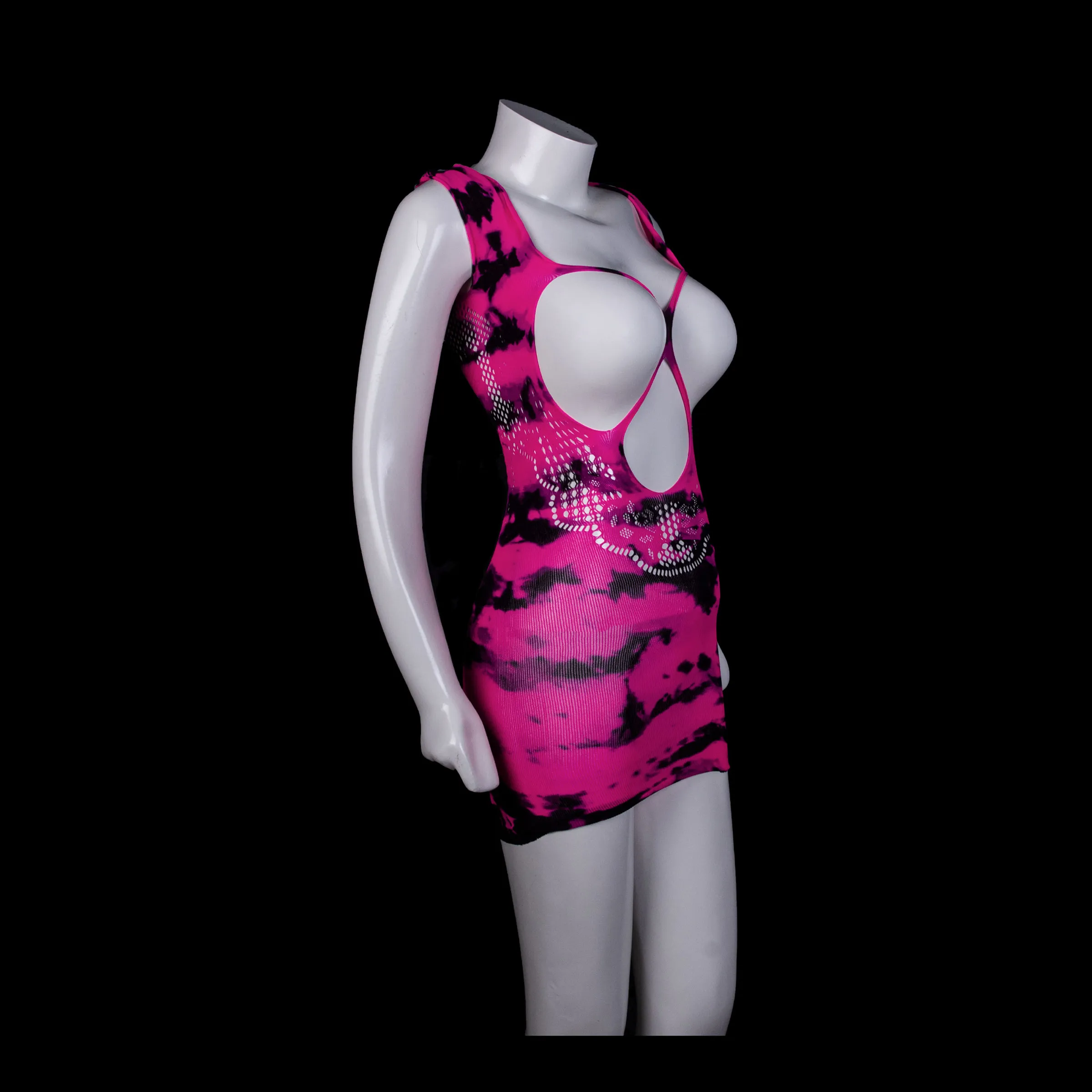 Pink Cutout Stocking Mini Dress