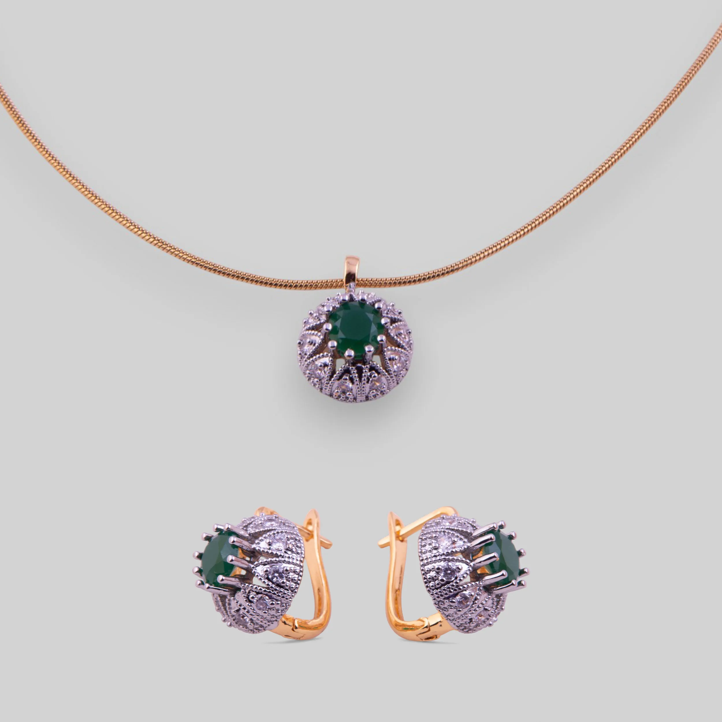 Green Stone Emerald zircon 3in1 Pendant Set