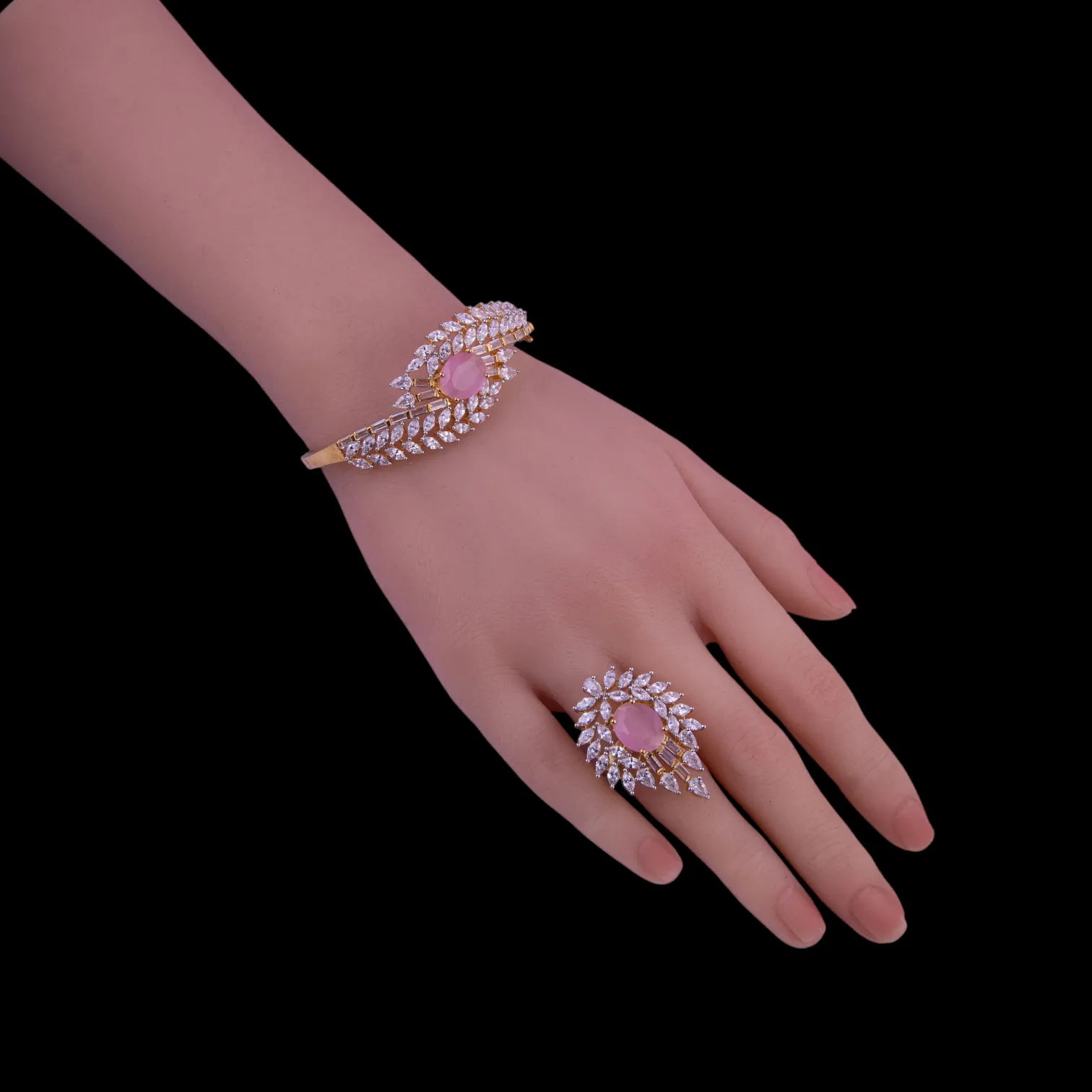 Bridal Pink Stone Jewelry set