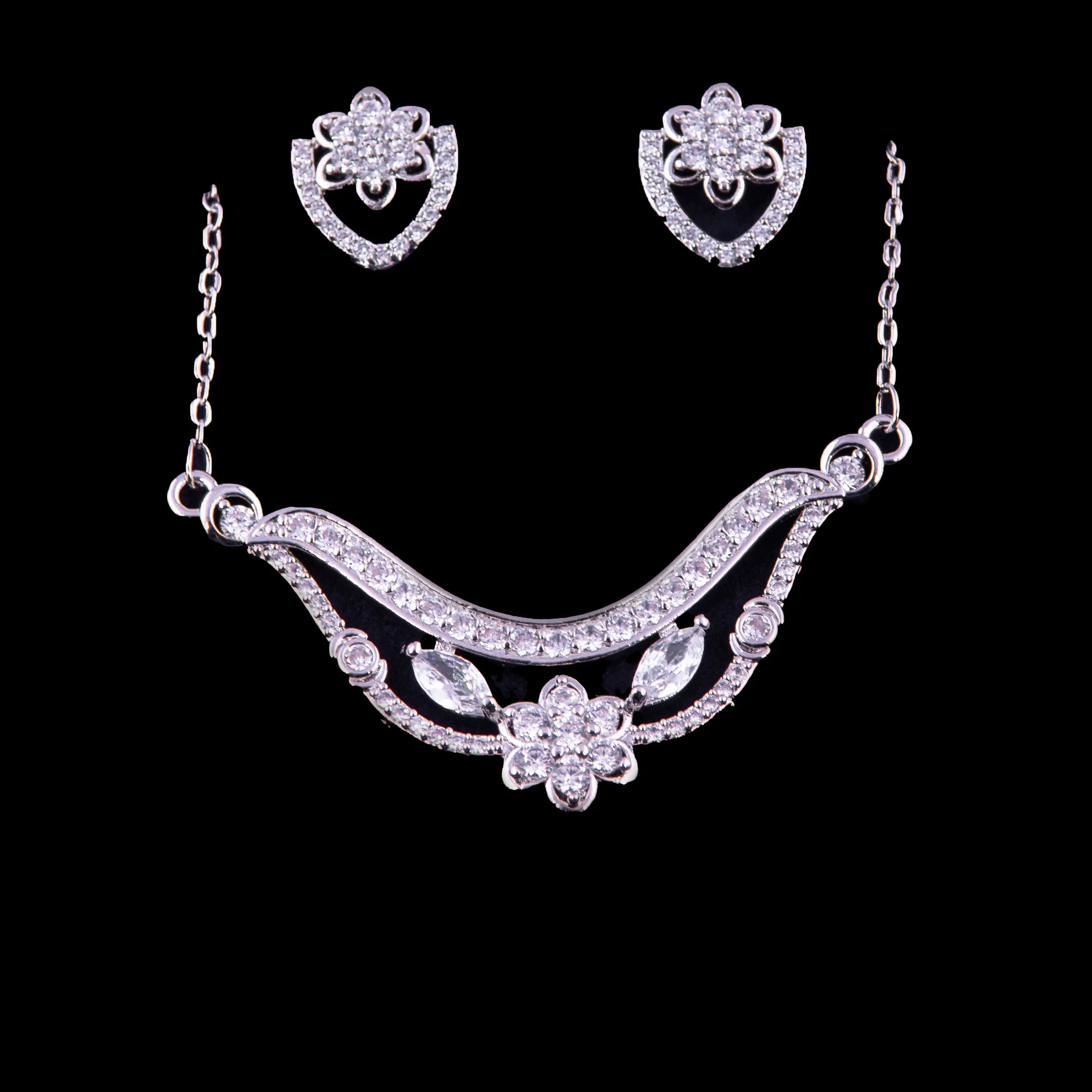 Silver Partywear Necklace Set