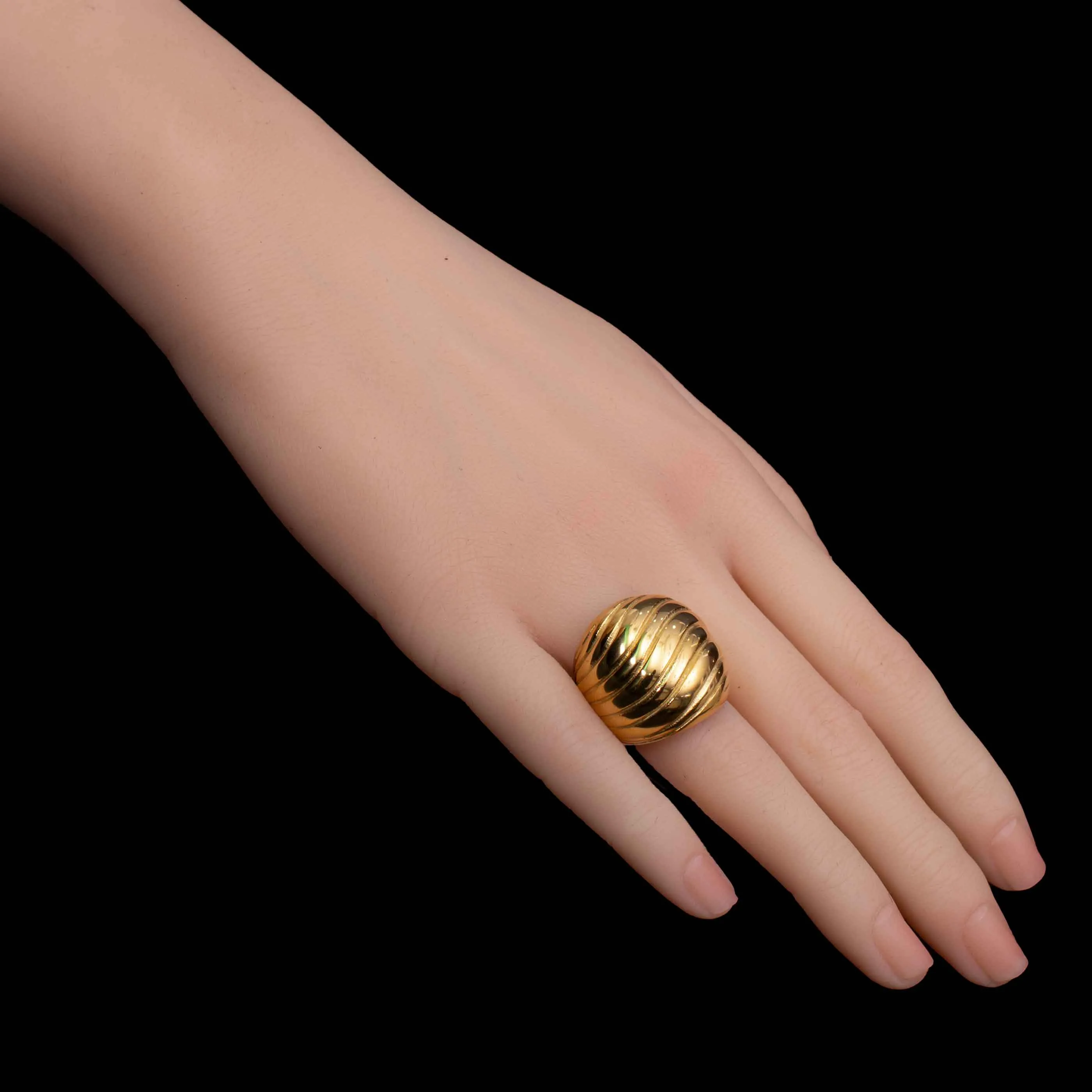 Stainless Steel Twisted Dome Ring for Women