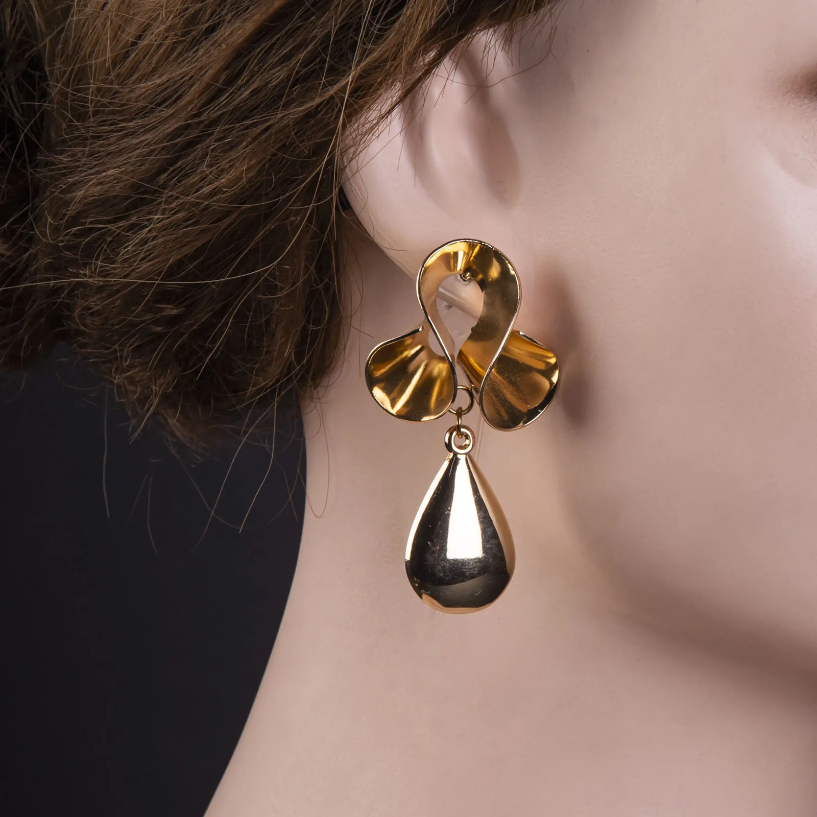 Ribbon Flower Petal Drop Tops Earrings