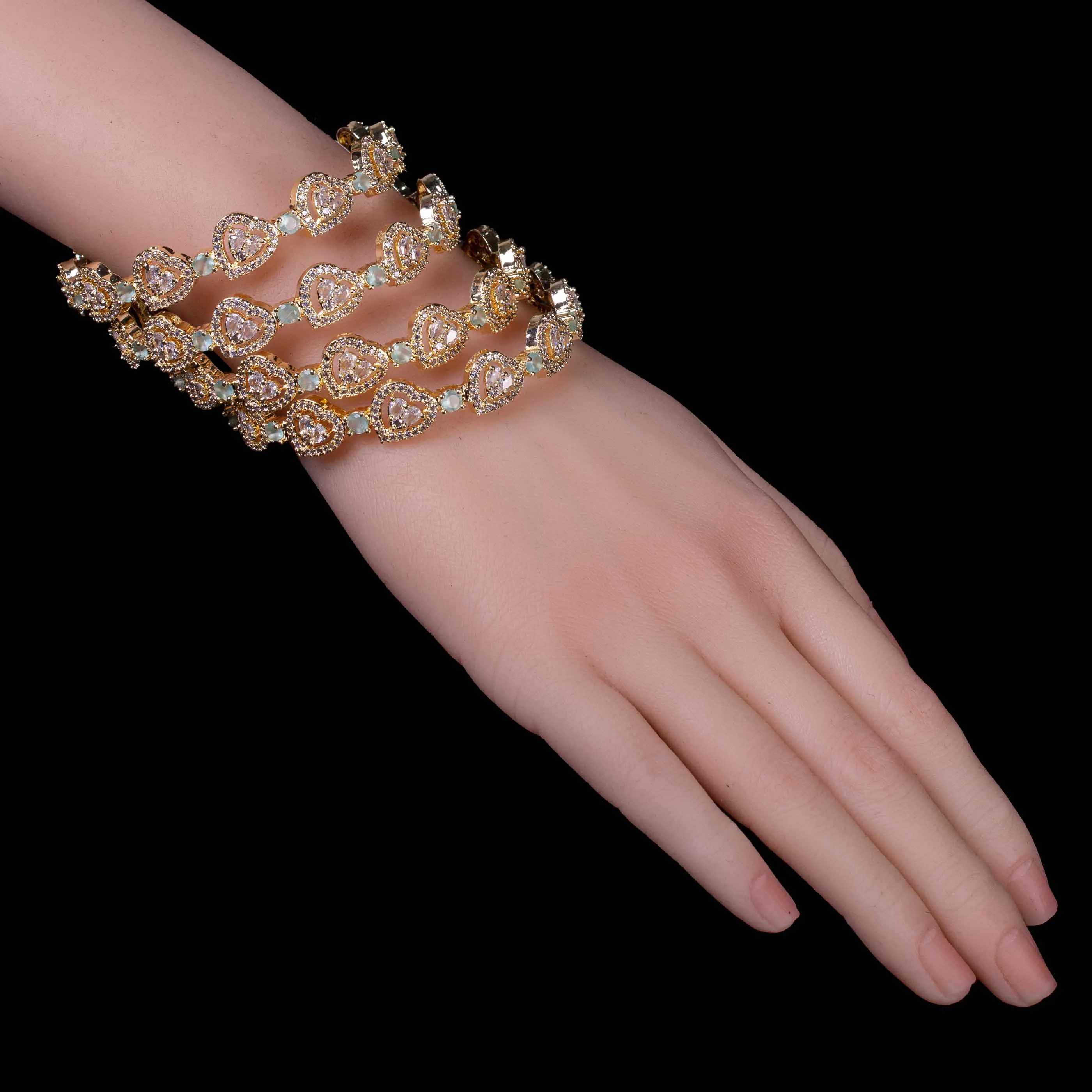 Heart Shape Artificial Gold Plated Bangles for Girls