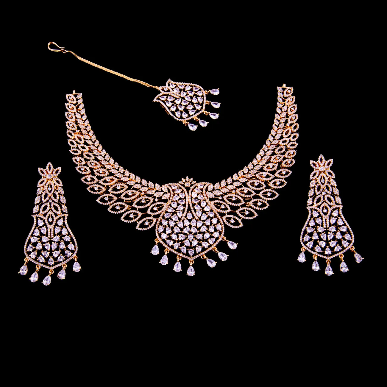 Gold Plated Cubic Zirconia Bridal Jewellery Set