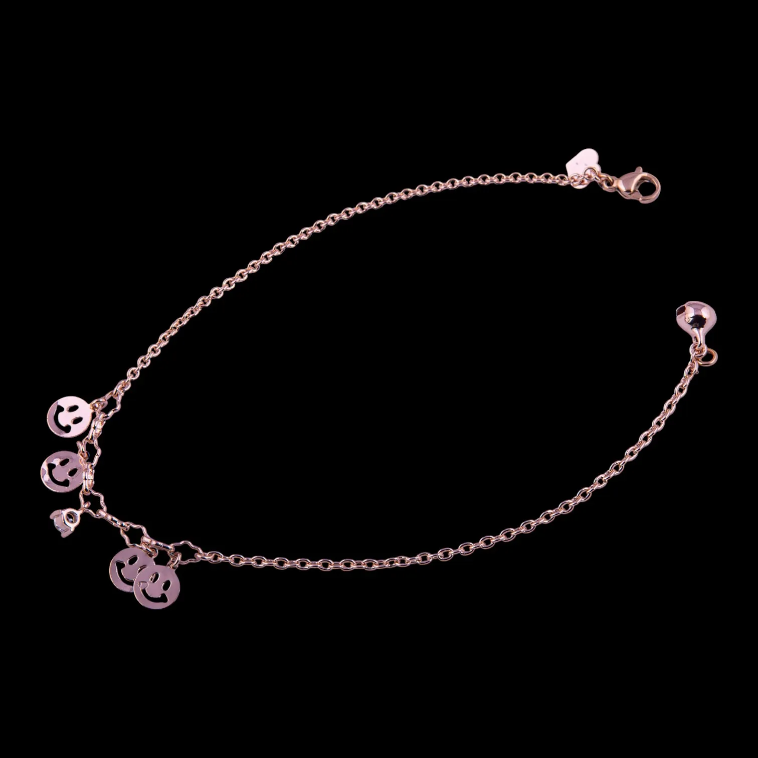 Silver Plated Smiley Face Dangler Anklet