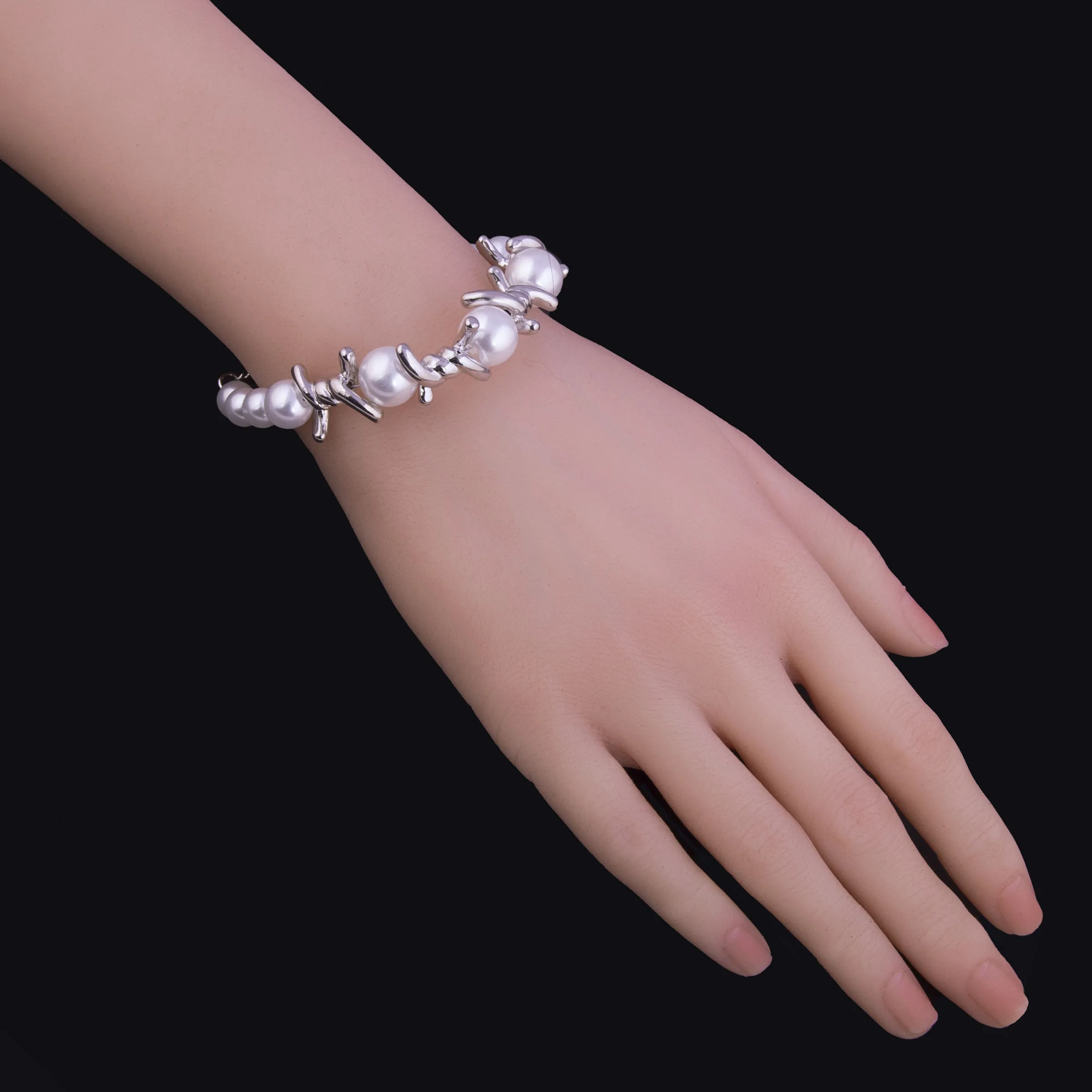 Wedding Imitation Pearl Jewelry Set With Bracelet