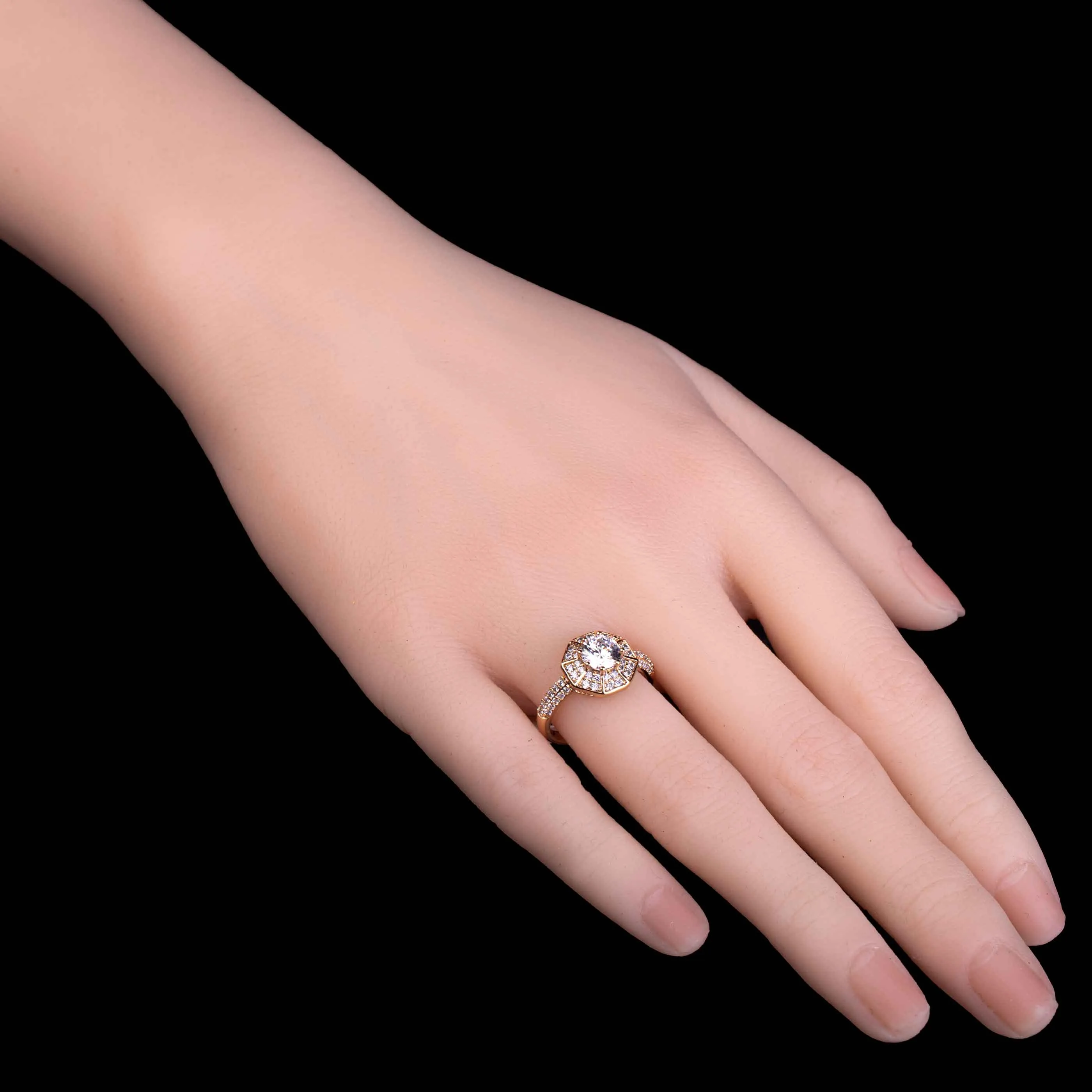 Floral Silver Zircon Ring