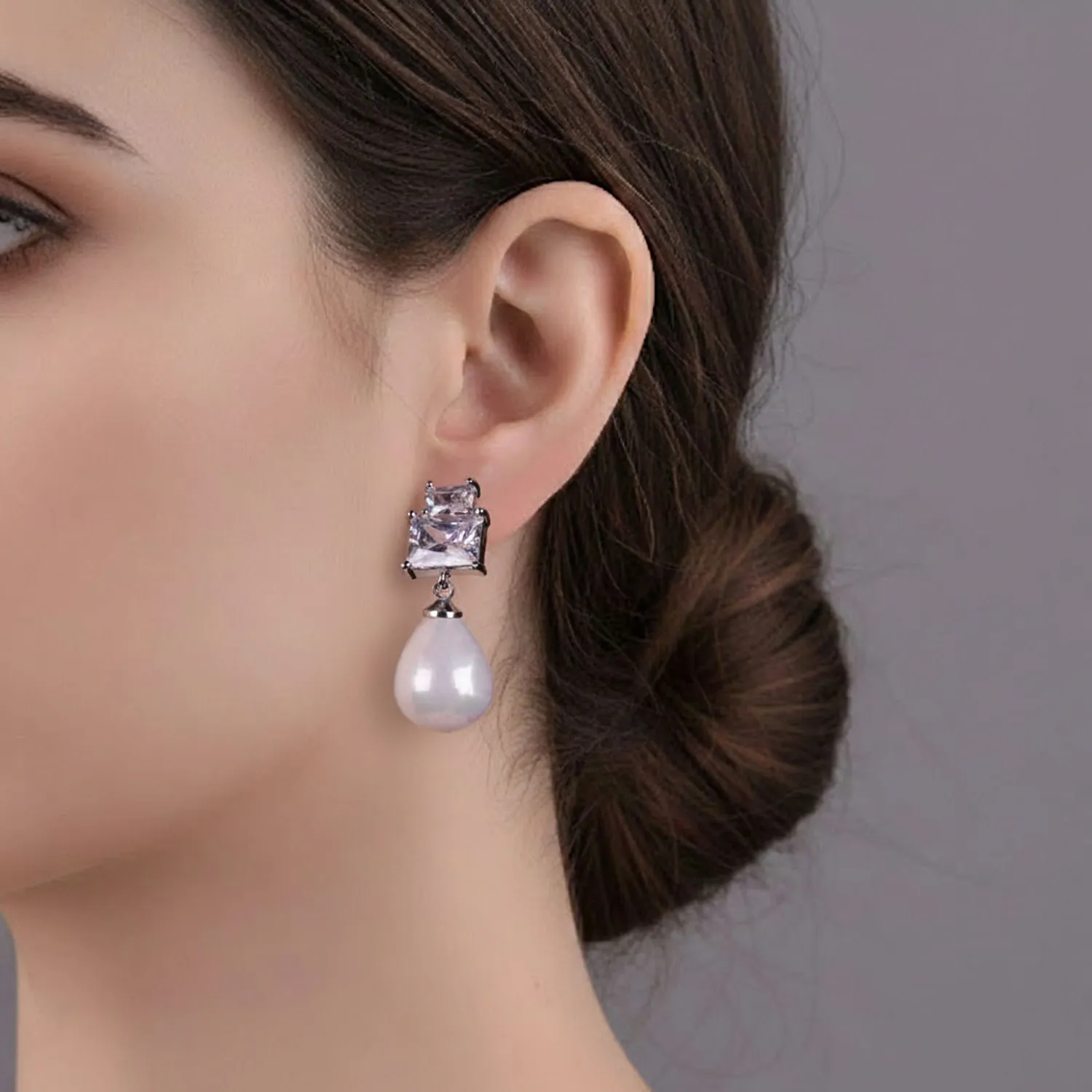 White Pearl Dangle Drop Earring