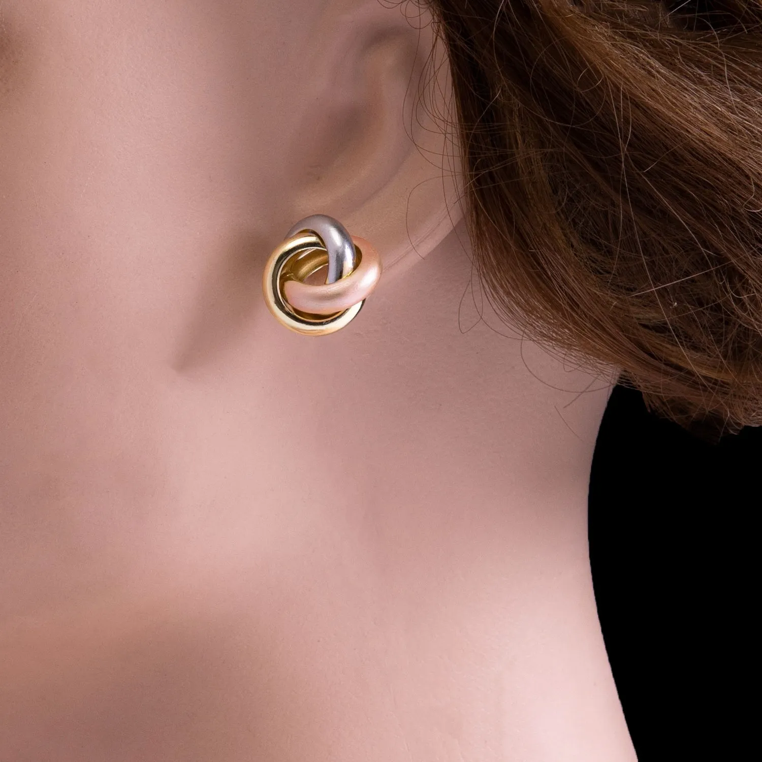 Tri-Color Knot Stud Earring
