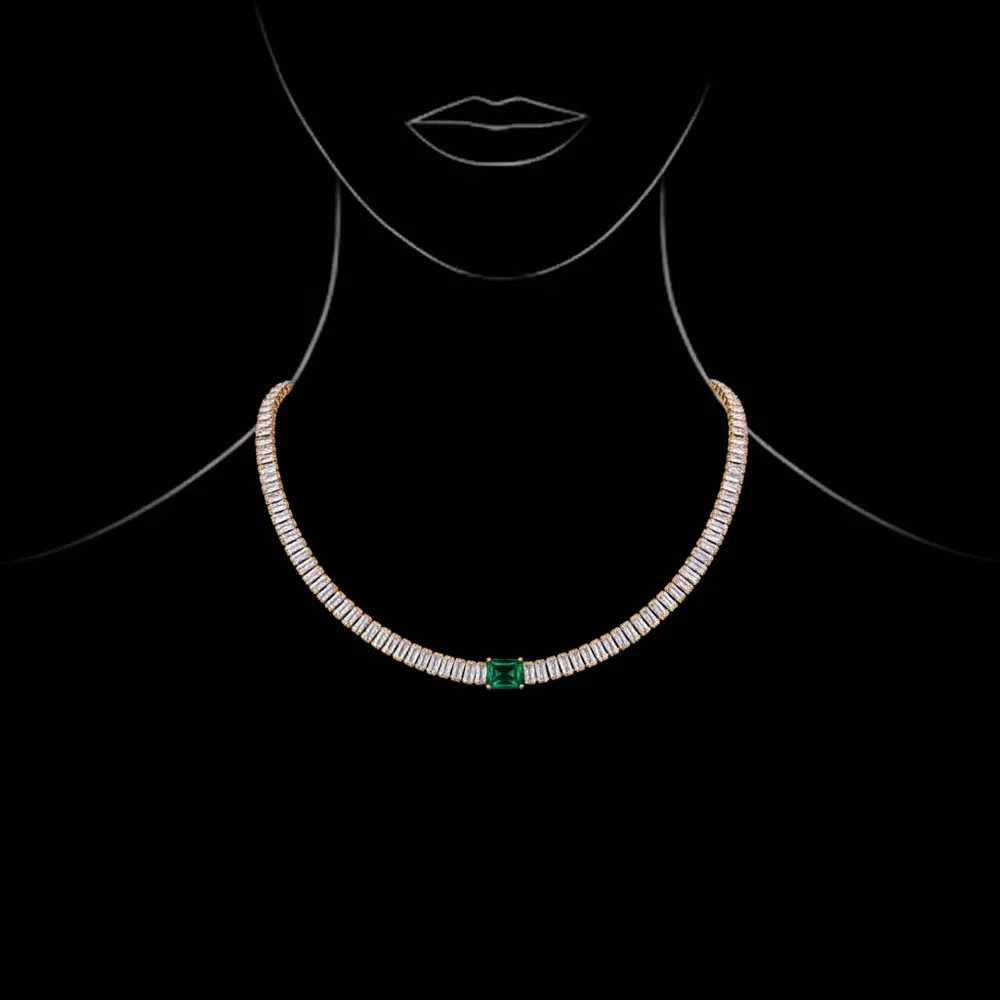 Emerald Cut Green Sapphire Chain