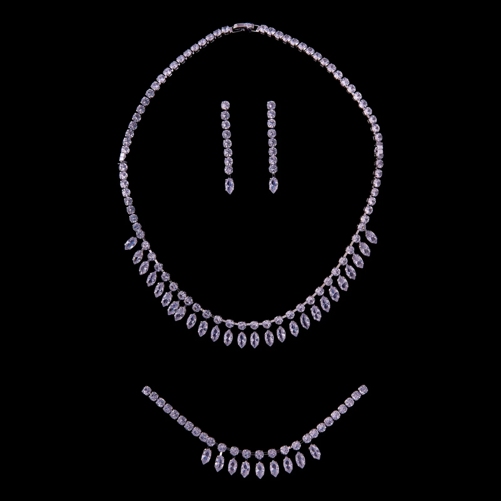 CZ Necklace Bracelet And Earring Set