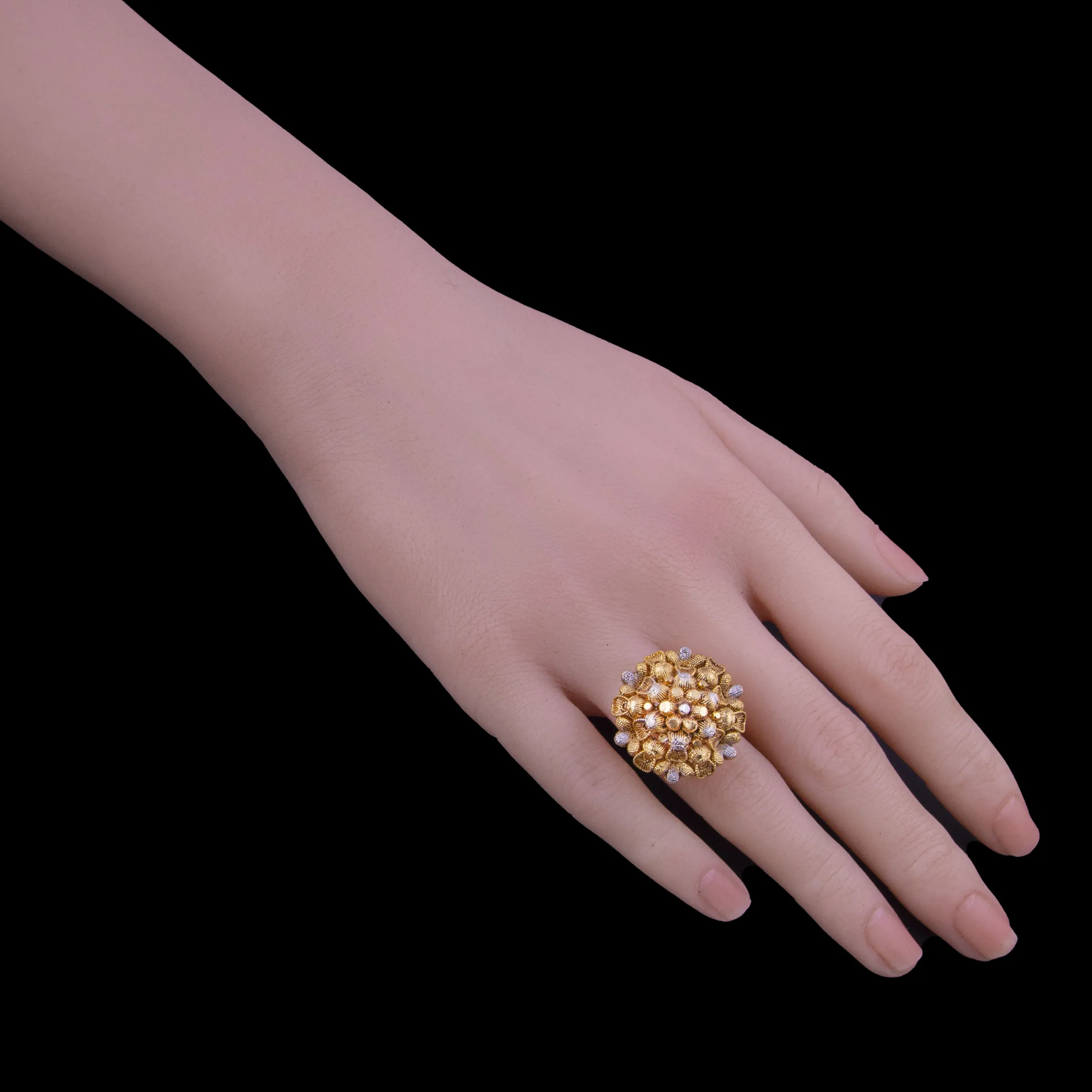 Gold Granulated Dome Cocktail Ring