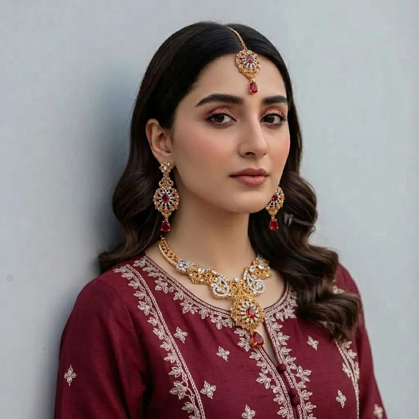 Antique Gold Filigree Bridal Necklace Set