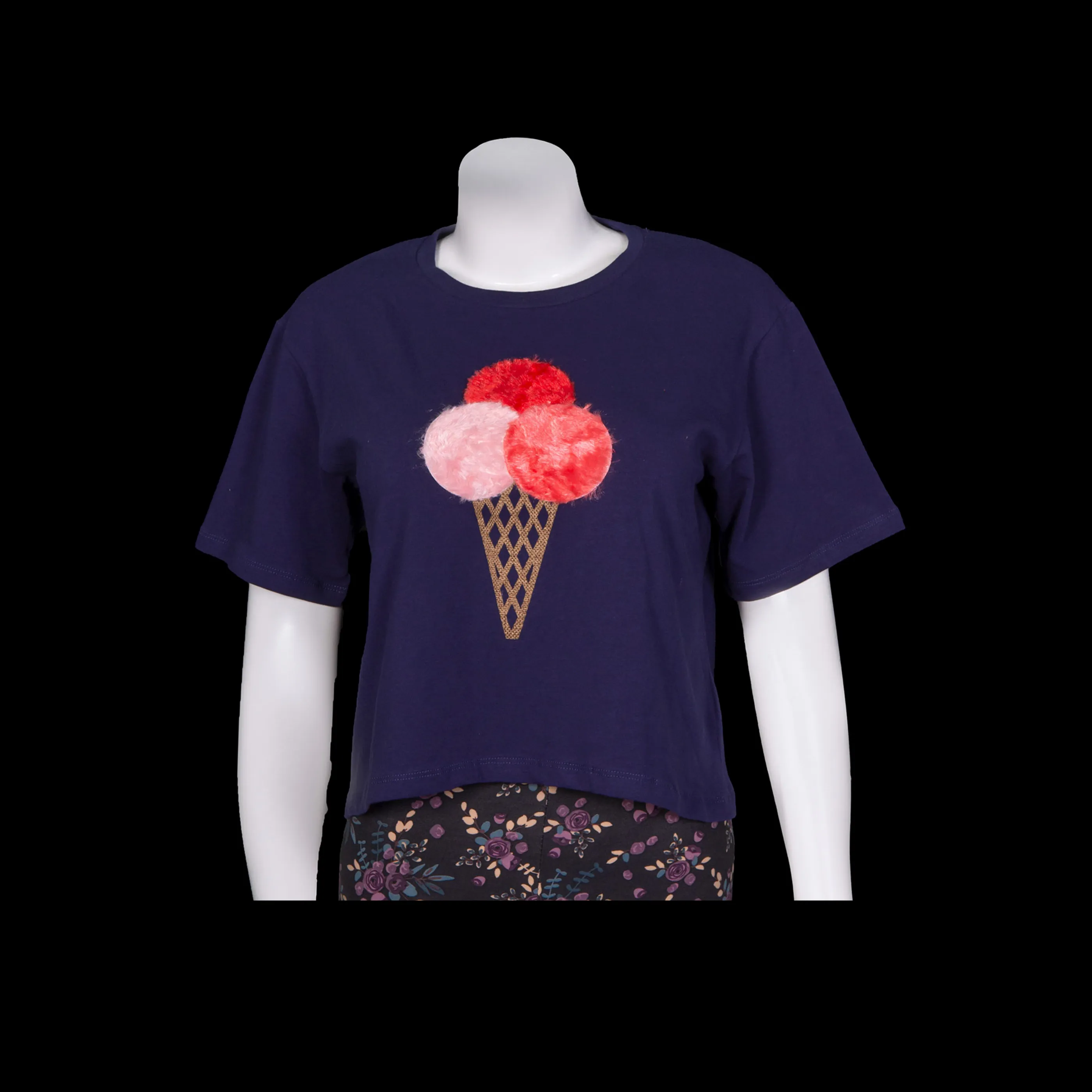 Leaf Print Short Sleeve Ladies Crop Tops