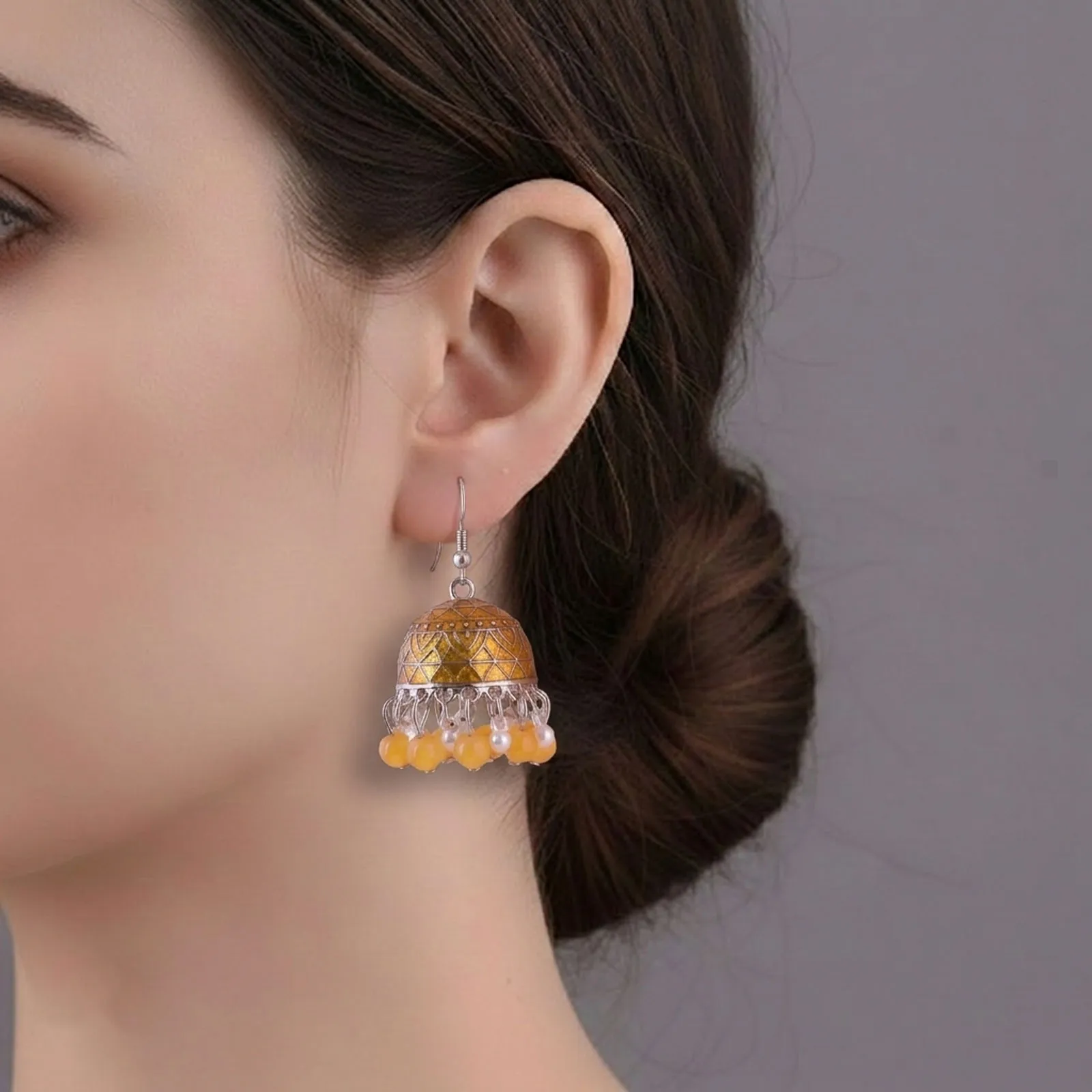 Tomb Shaped Jhumka Earrings