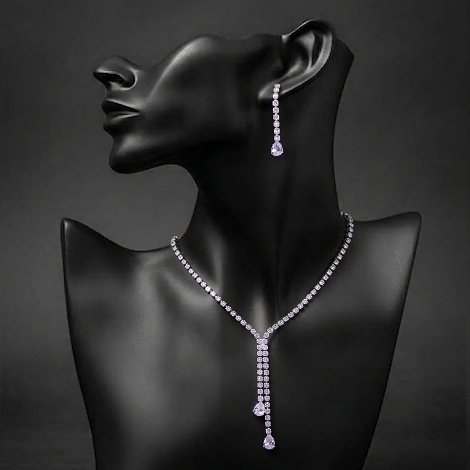 Zircon Teardrop Necklace Set
