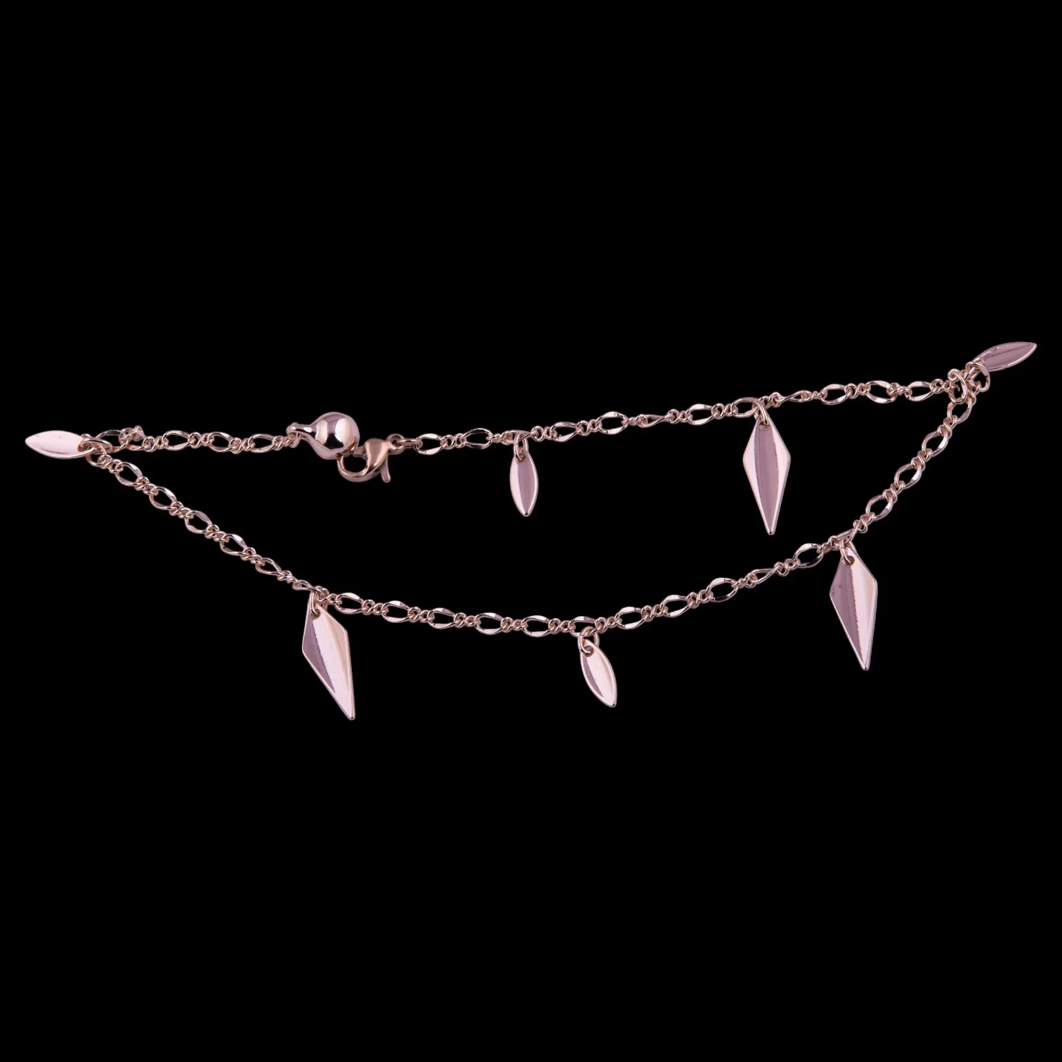 Dangling Leaf Rose Gold Toned Anklet