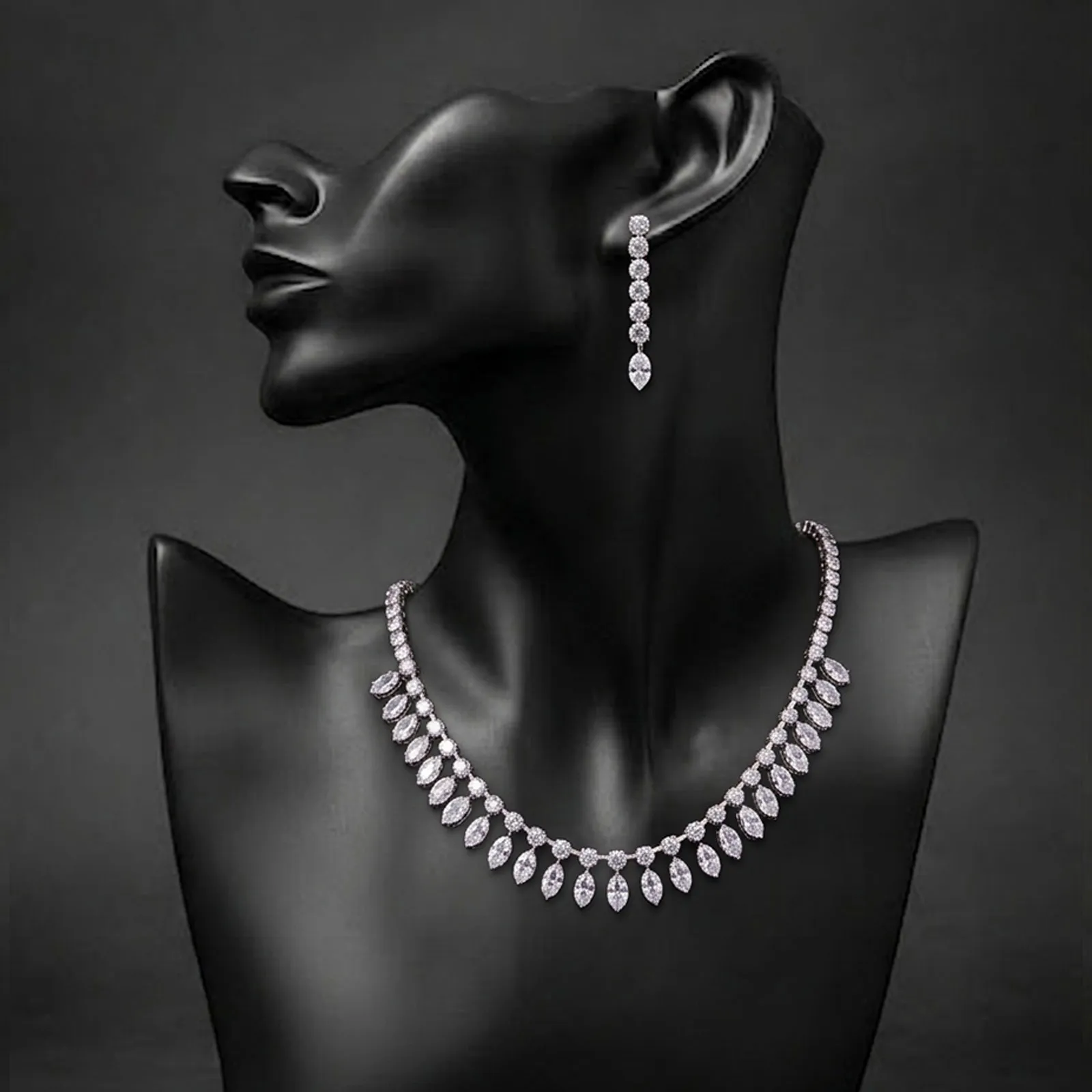 CZ Necklace Bracelet And Earring Set