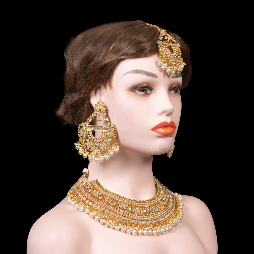 Gold Pearl Layered Bridal Collar Set