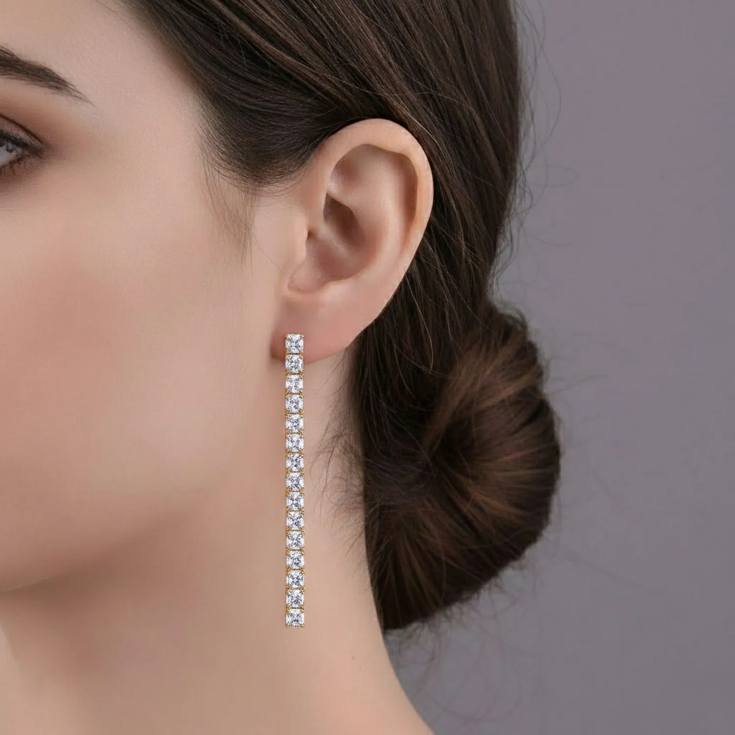 Extra Long CZ Tennis Drop Earrings