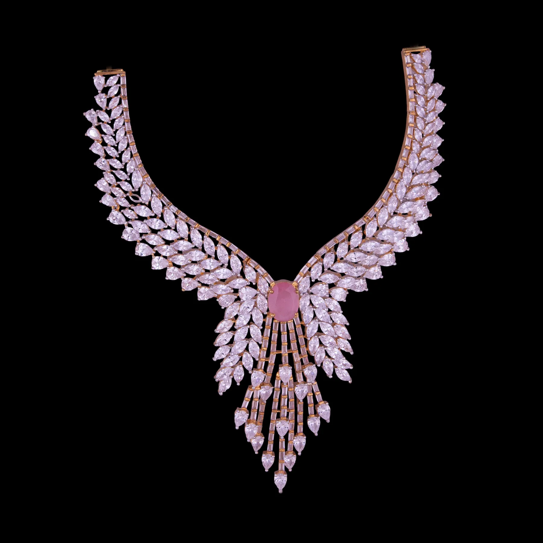 Bridal Pink Stone Jewelry set