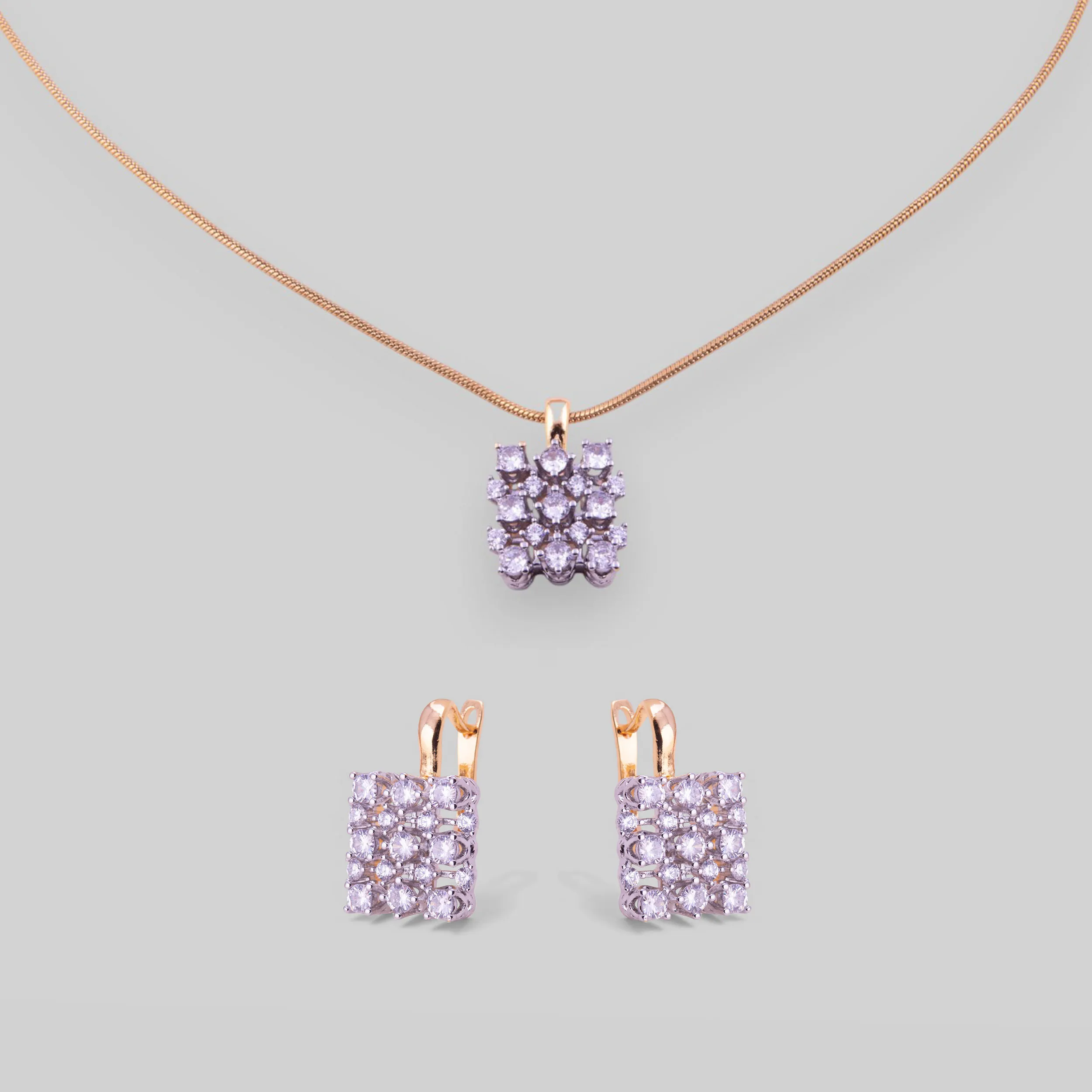 Square Cubic Zirconia 3in1 Pendant Set