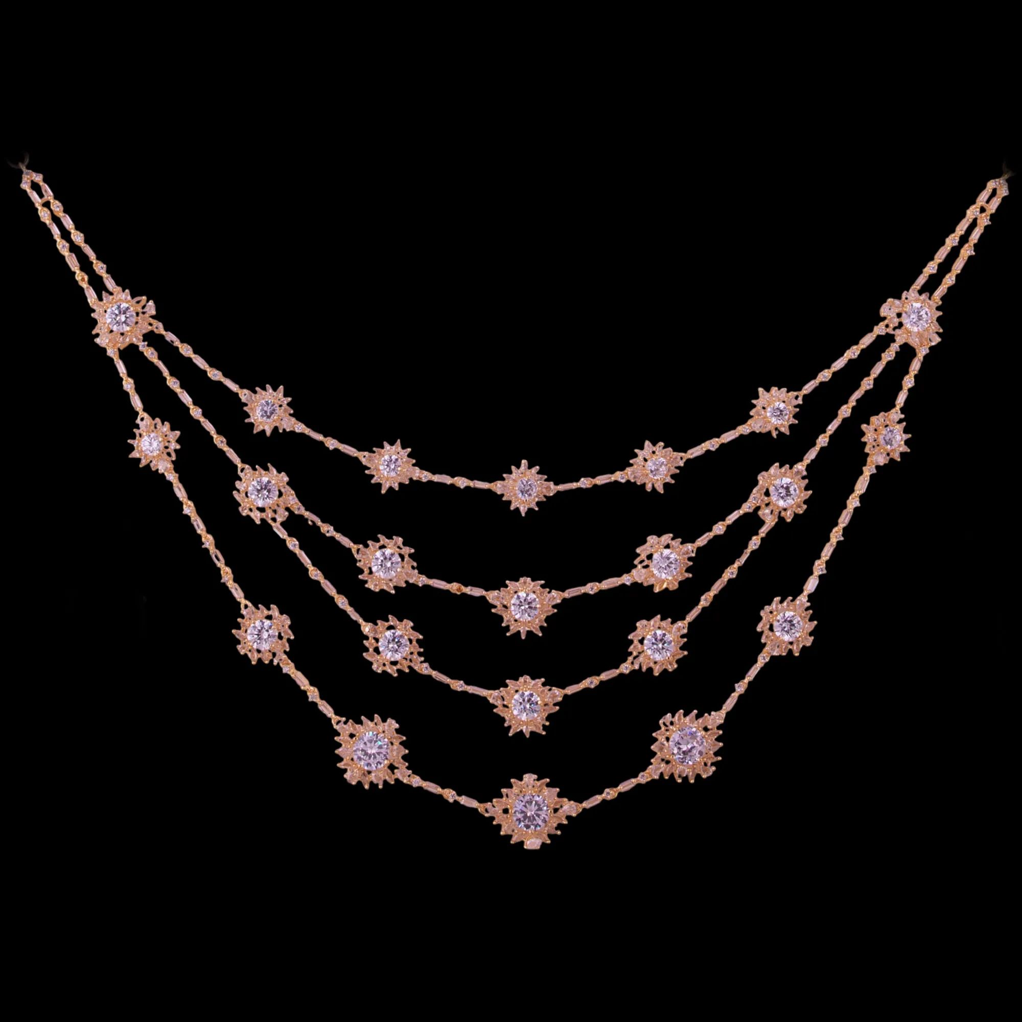 Multi Layered Starburst Zircon Necklace Set