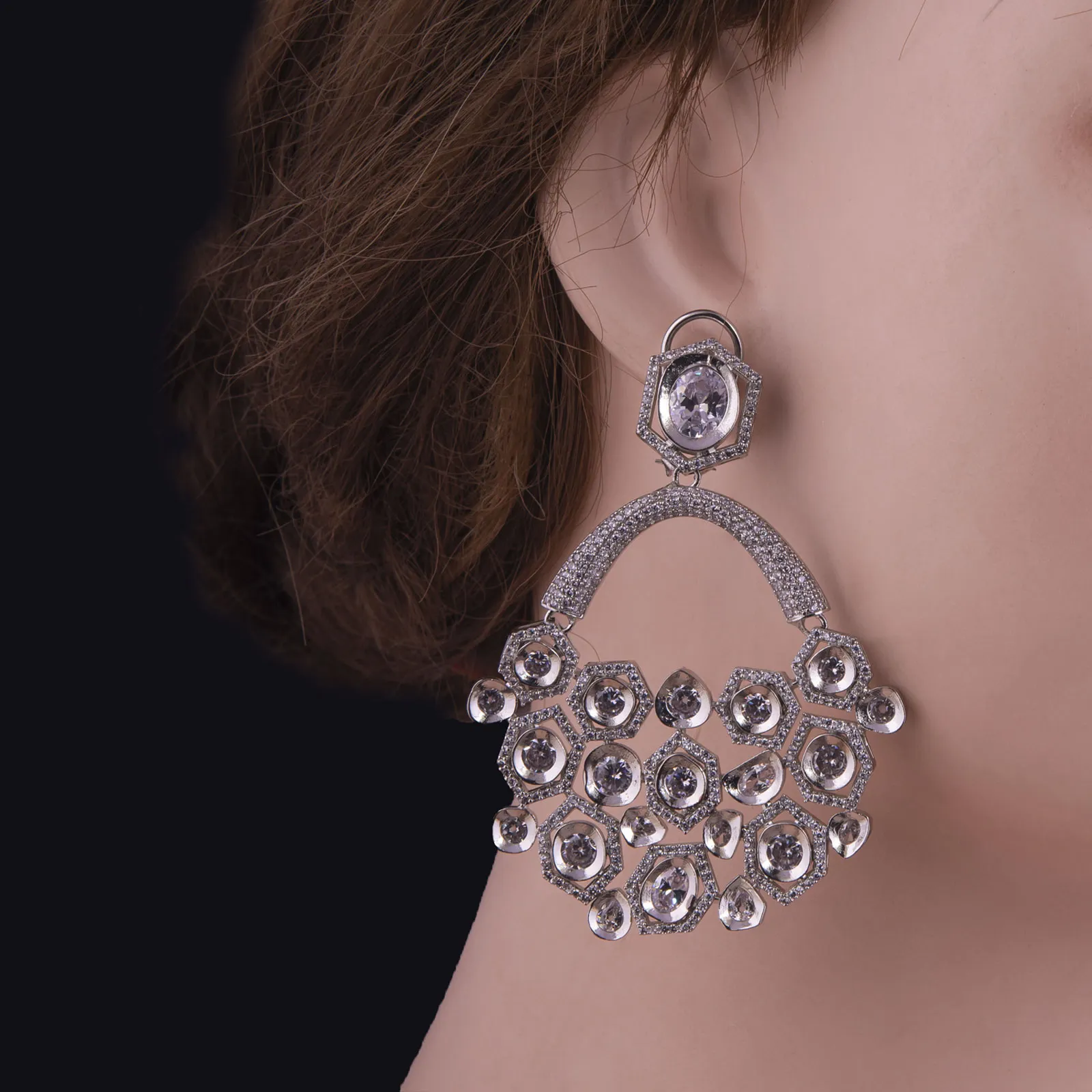 Silver Crystal Chandelier Earrings