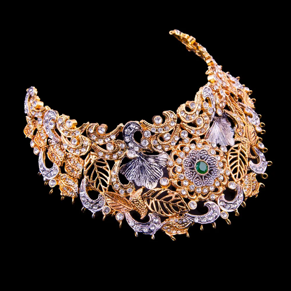 Emerald Leaf Cluster Jewellery Set