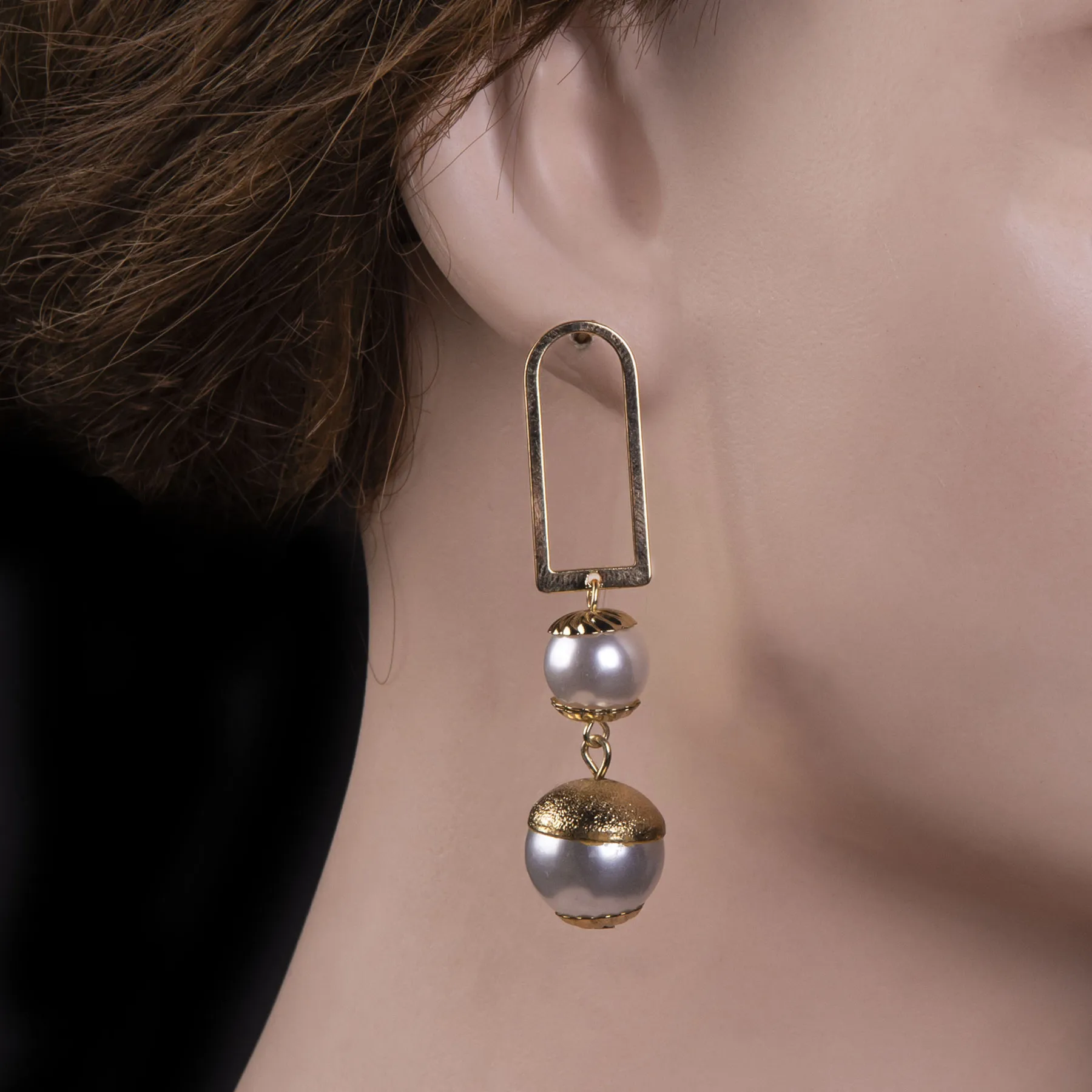 Arch and Pearl Drop Earrings Tops