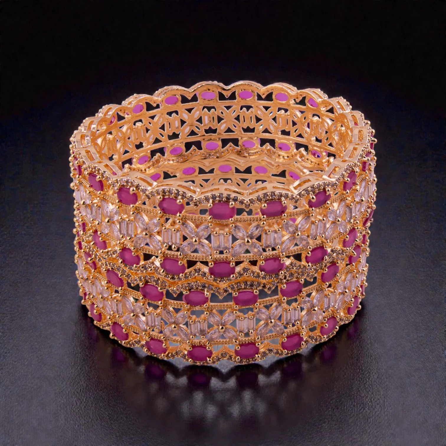 Bridal Pink Stone Bangles Set