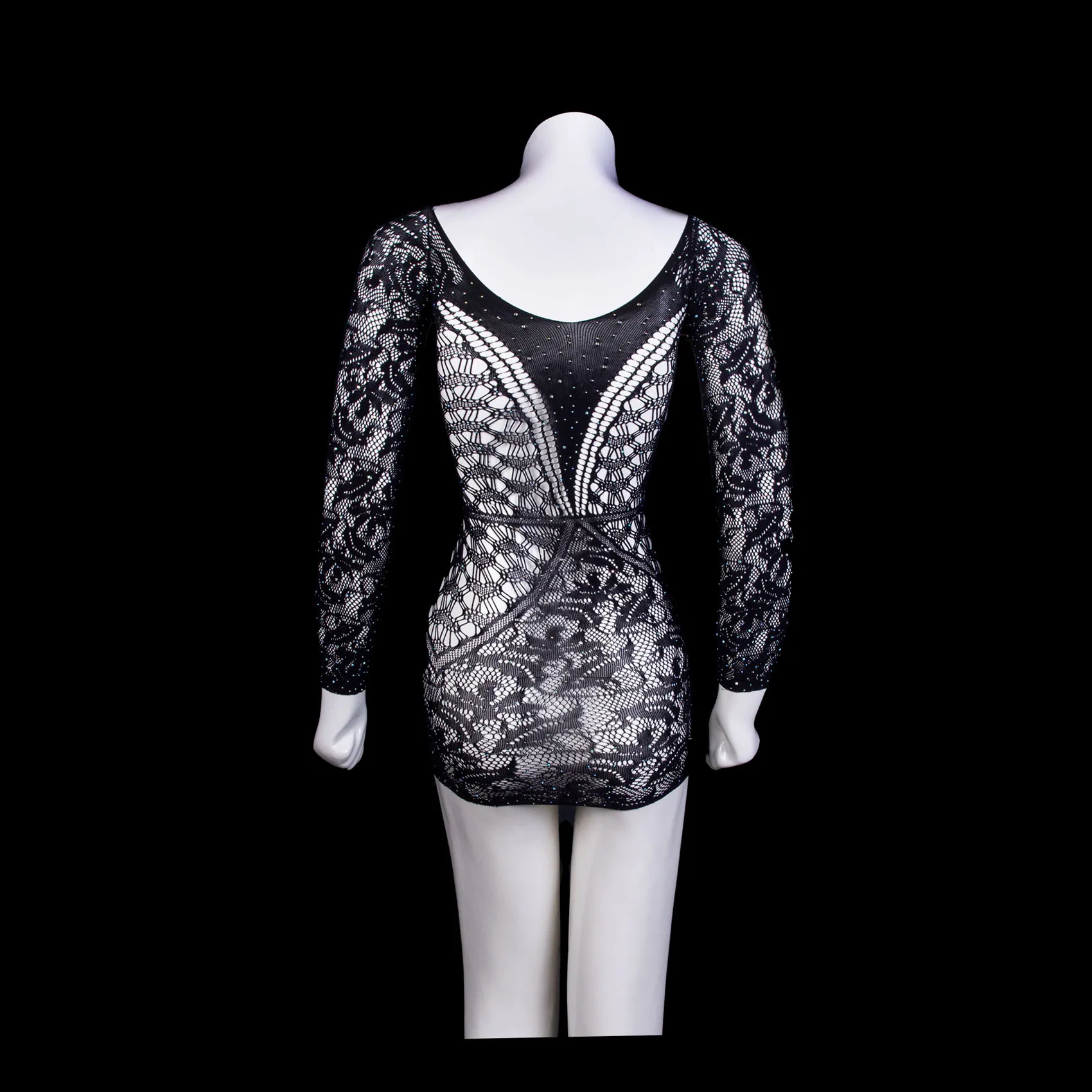 Black Floral Lace Long Sleeve Stocking