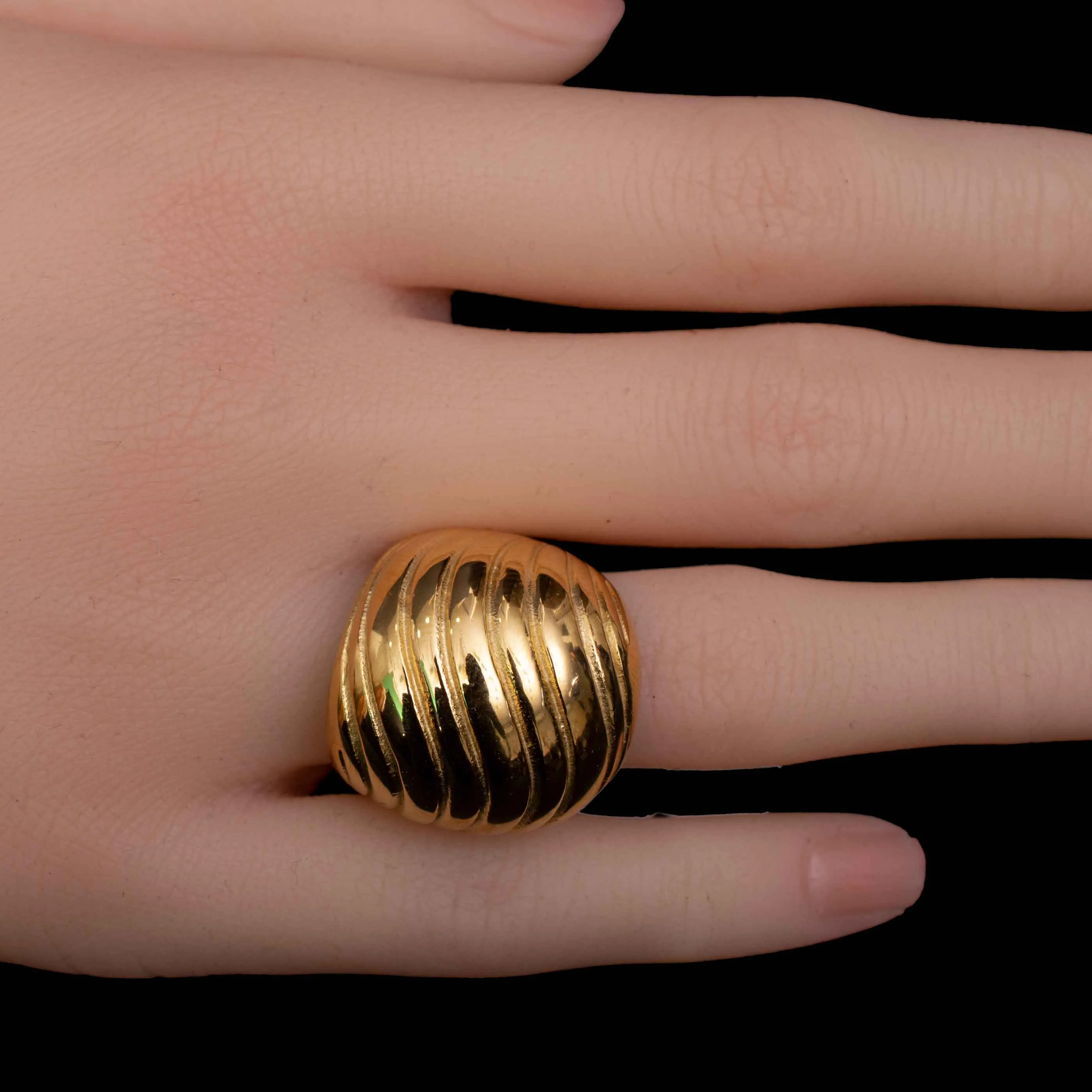 Stainless Steel Twisted Dome Ring for Women