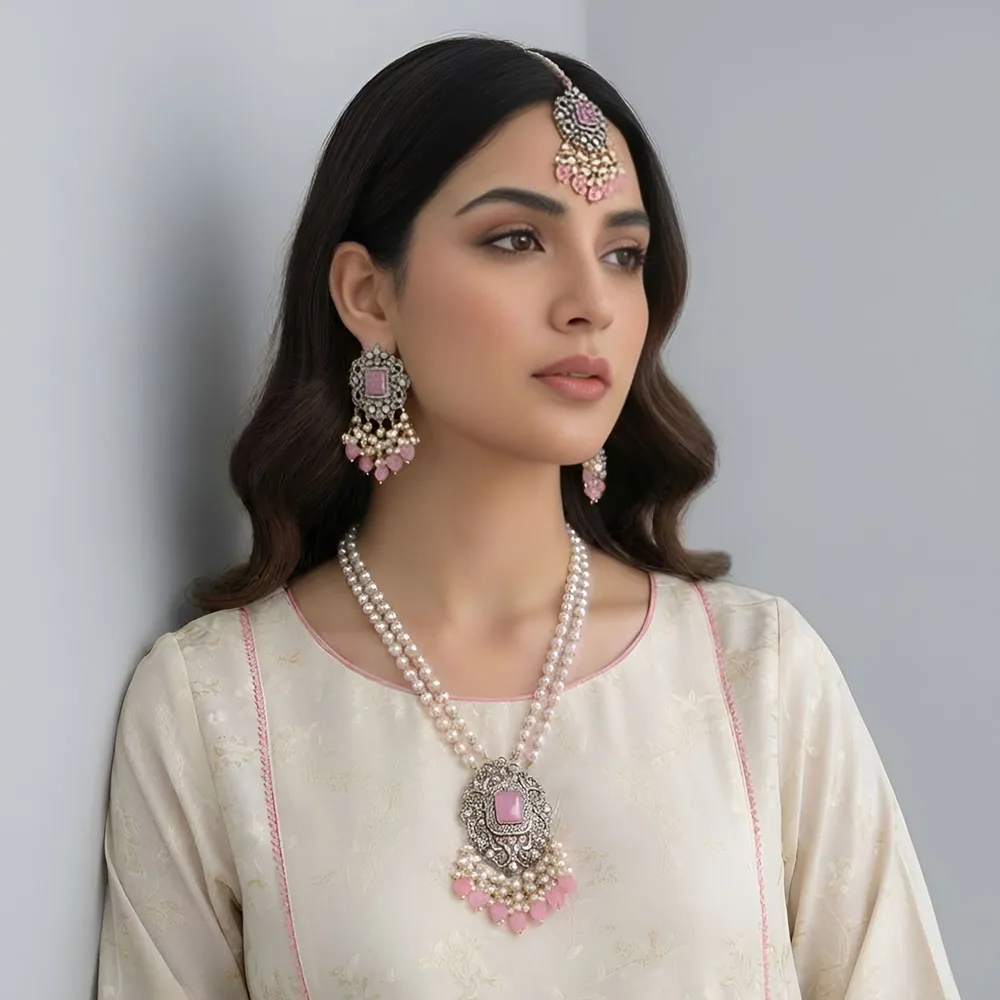 Pearl Kundan Long Mala Set