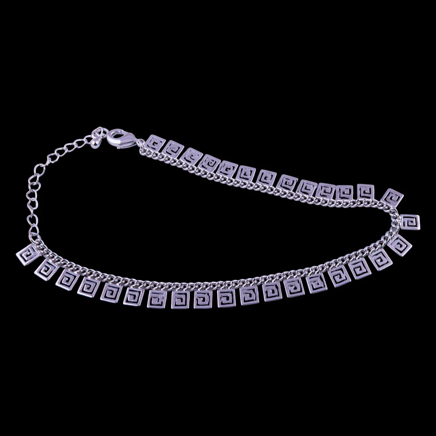 Silver Plated Greek Key Anklet