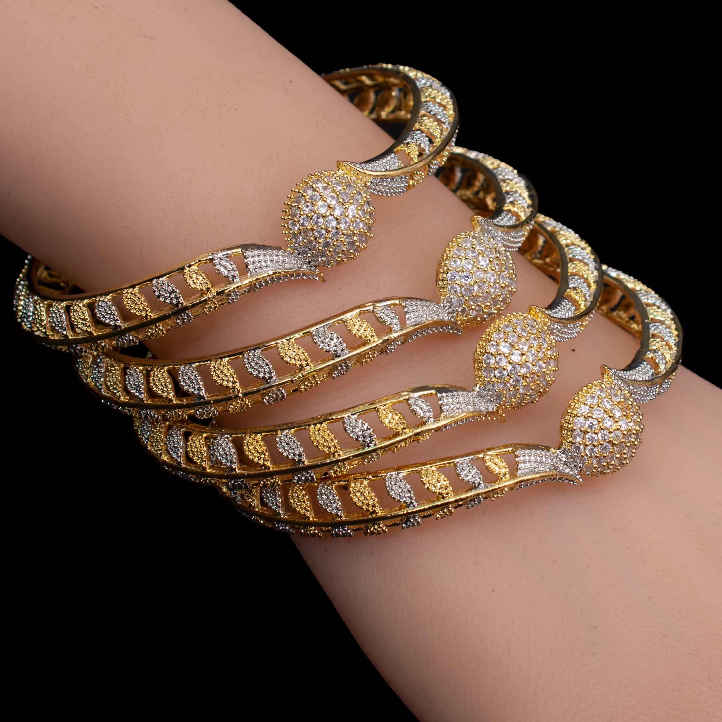 4 Piece Silver One Carat Bangles Churi Set